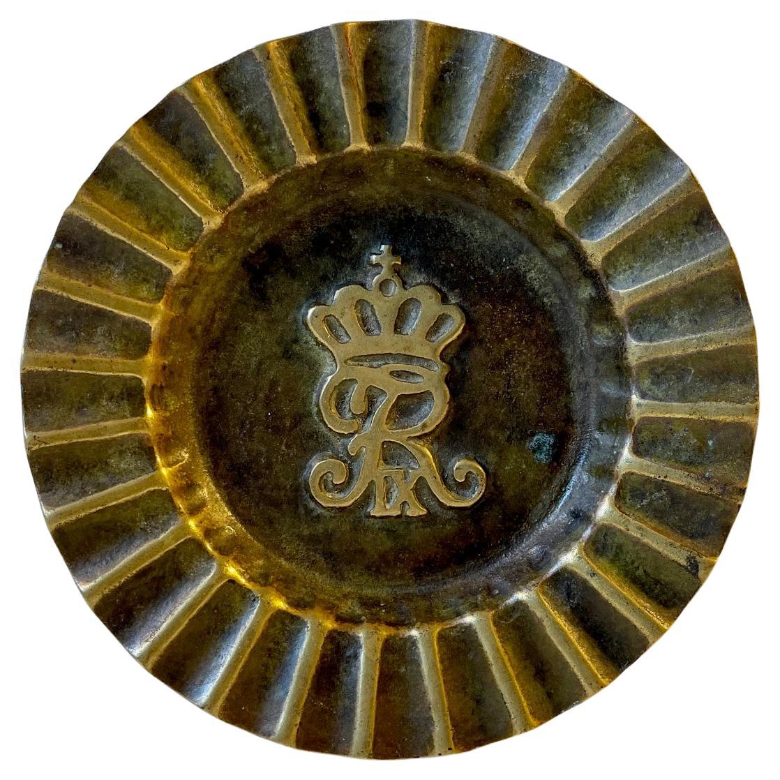 Art Deco Bronze Dish with Royal Danish Cypher, 1940s