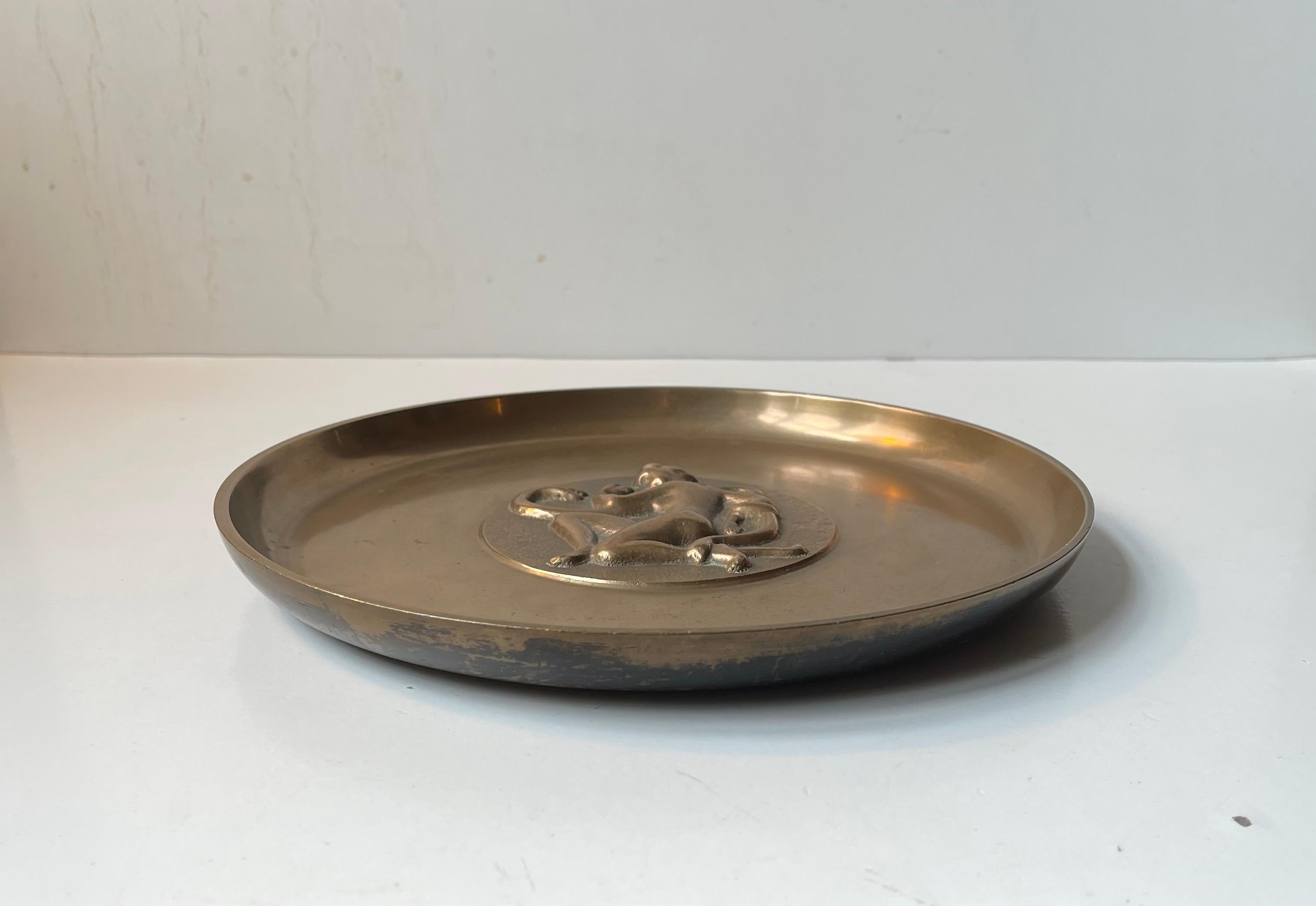Art Deco Bronze Dish with The Genesis Motif by Tinos, 1930s im Angebot 1
