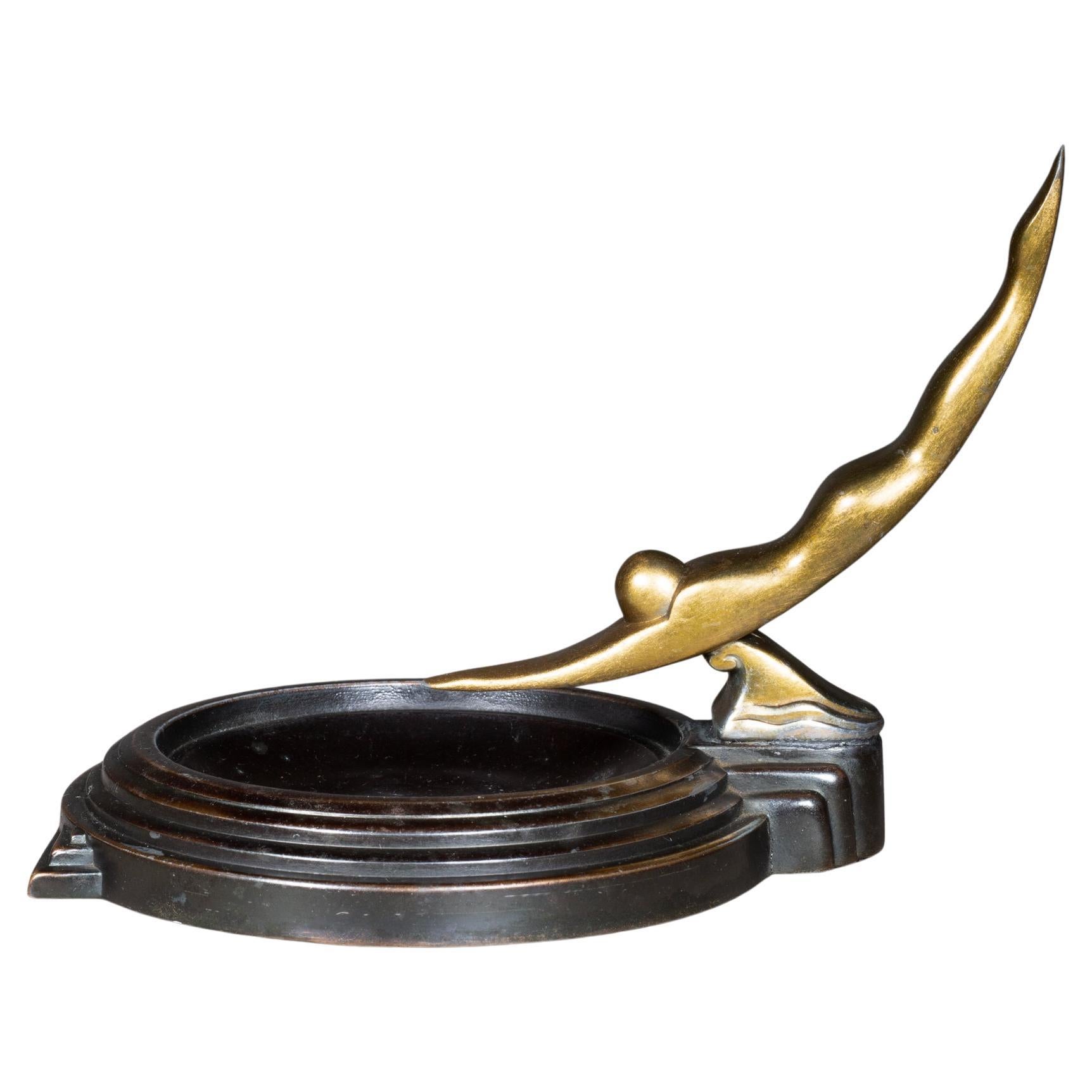 Art Deco Bronze Diver Coin Dish or Catchall c.1930 For Sale