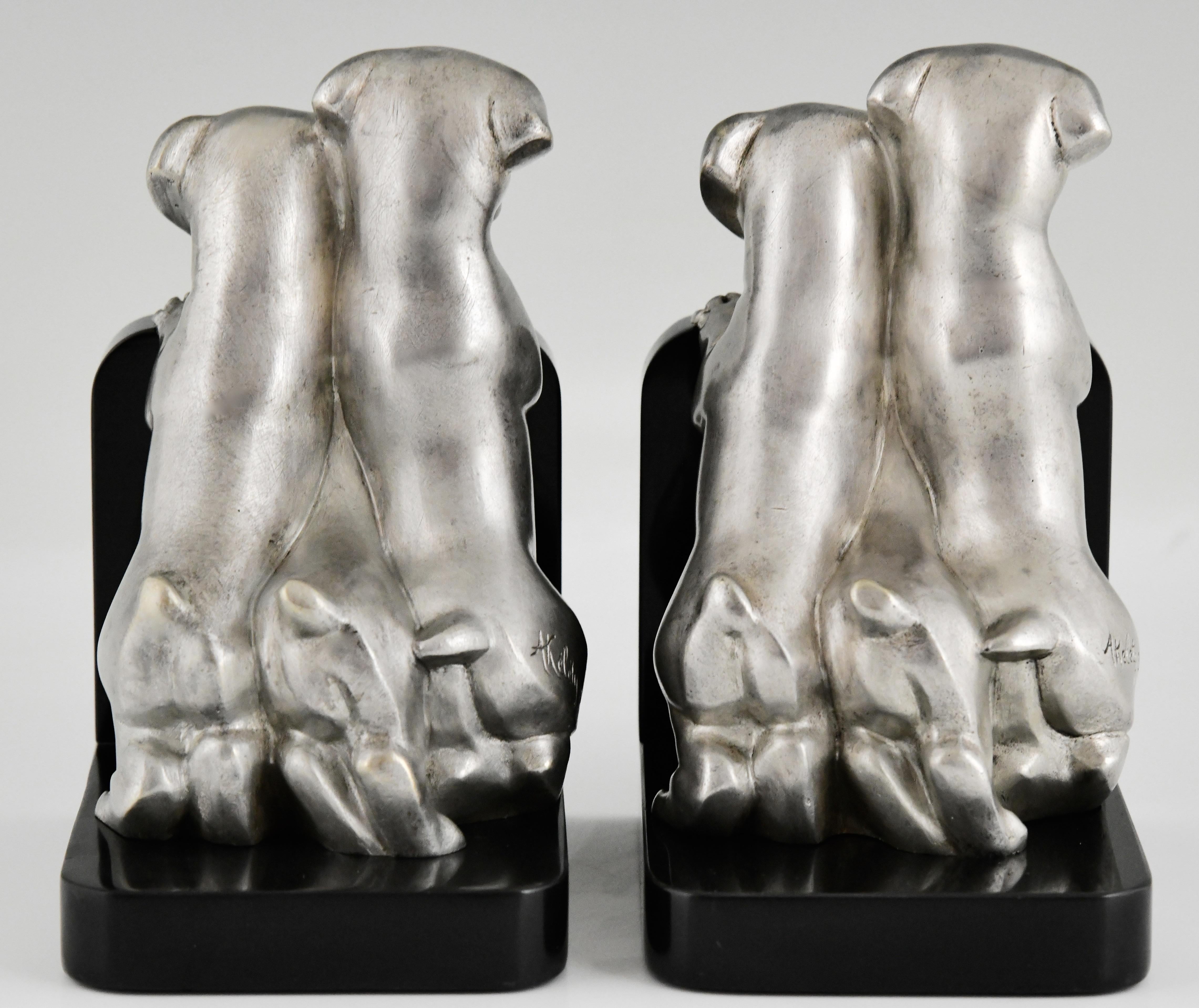French Art Deco Bronze Dog Bookends by Alexandre Kelety France 1930 For Sale