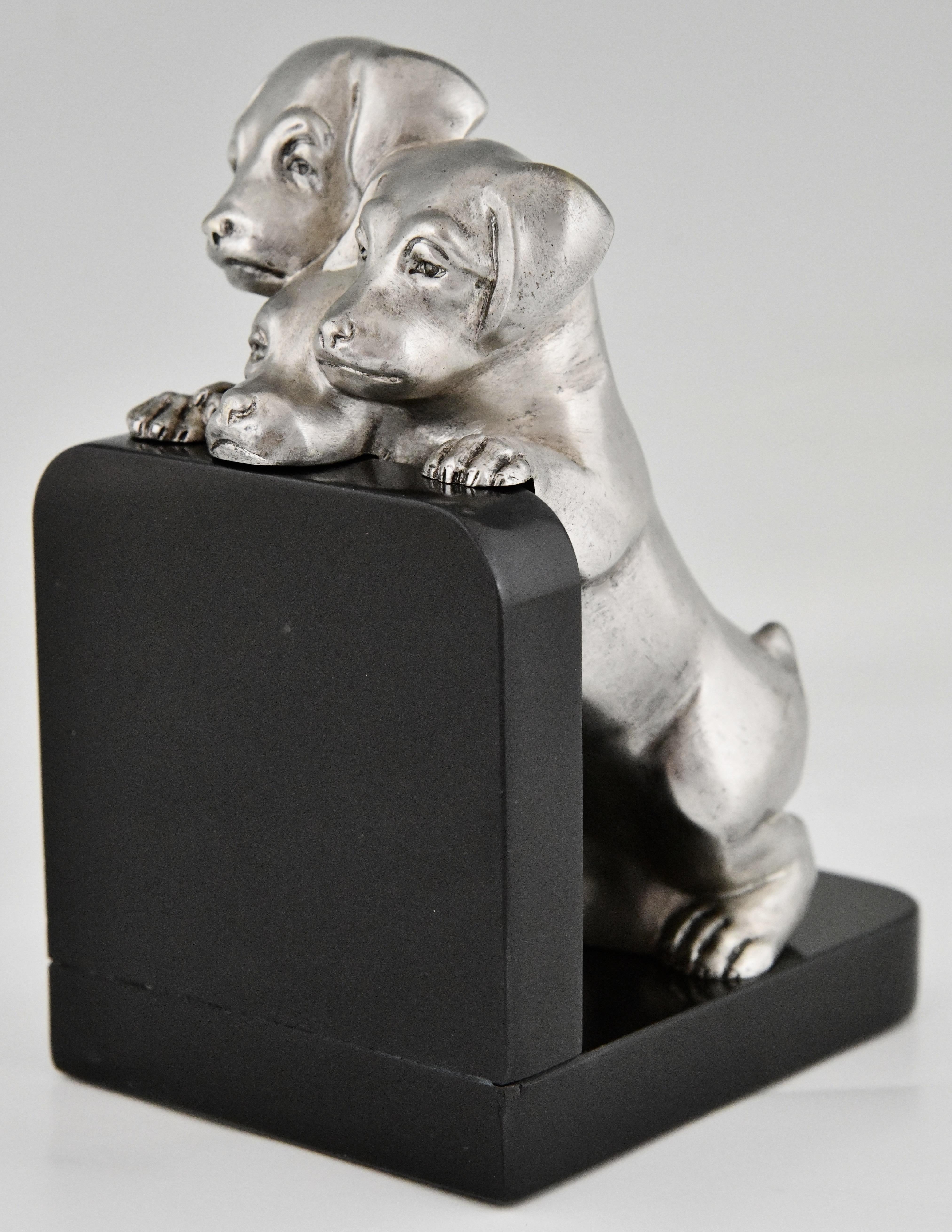 Art Deco Bronze Dog Bookends by Alexandre Kelety France 1930 2