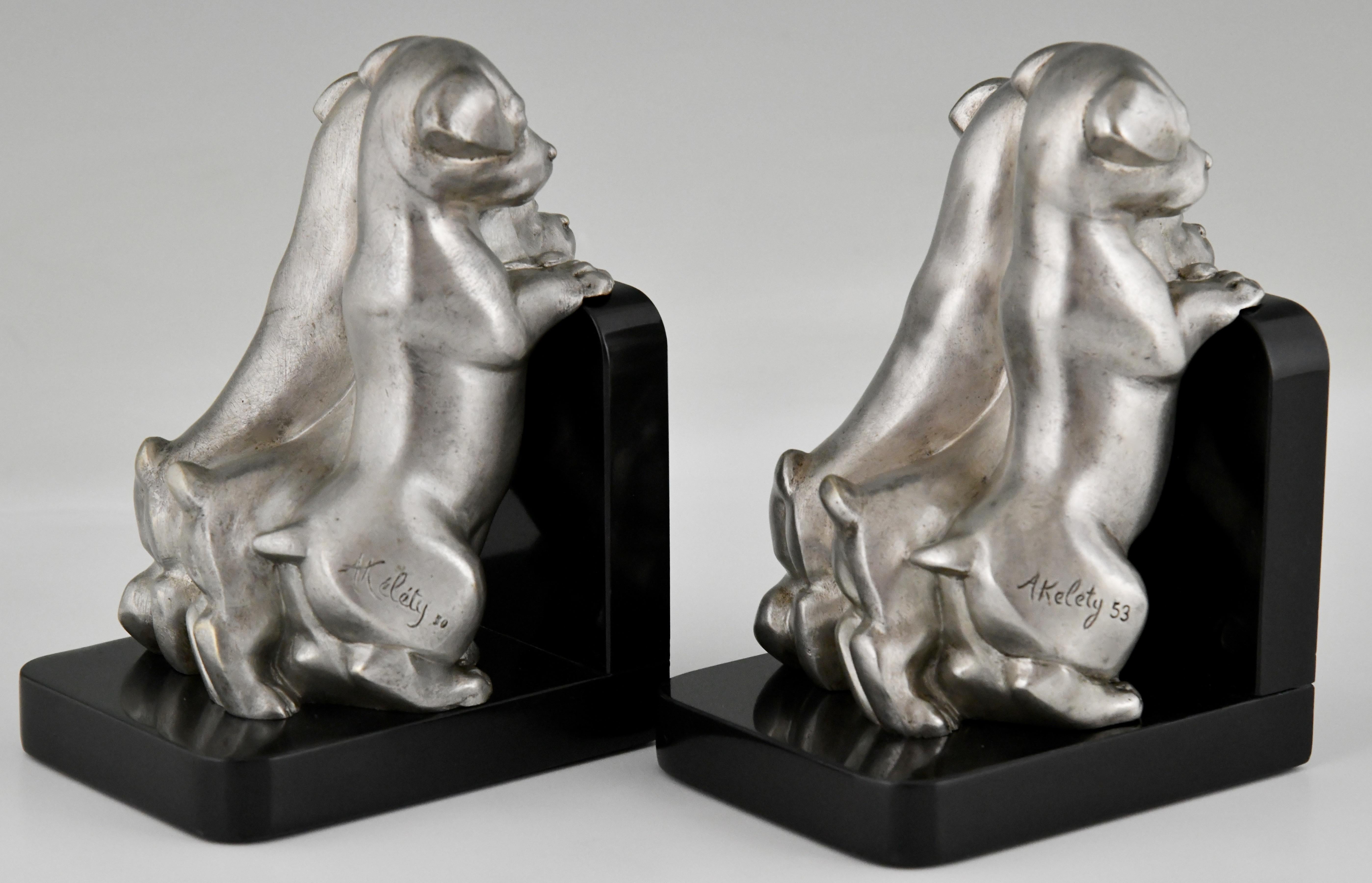 Art Deco Bronze Dog Bookends by Alexandre Kelety France 1930 For Sale 3