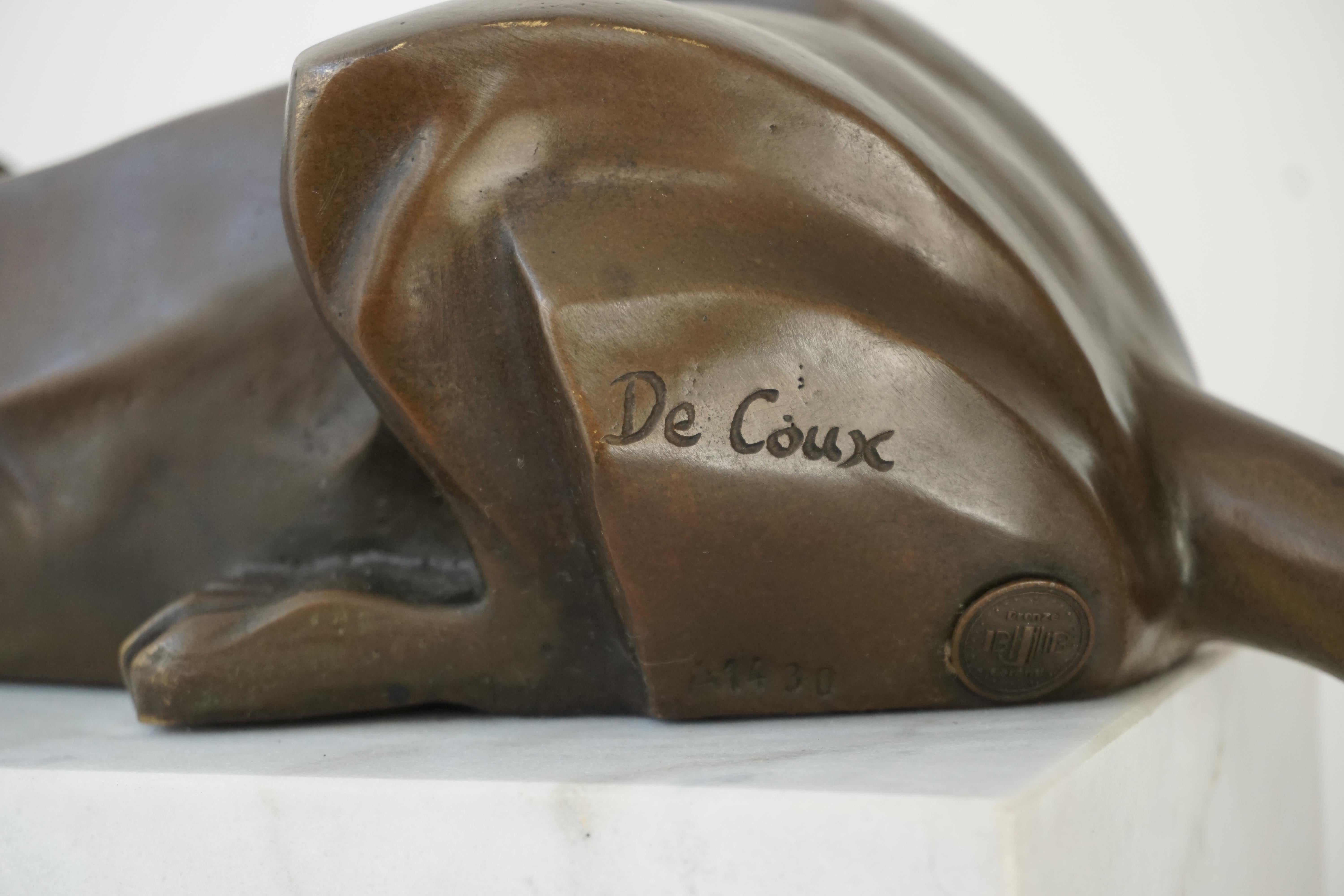 Art Deco Bronze Puma Sculpture by Decoux, 1930, France 3