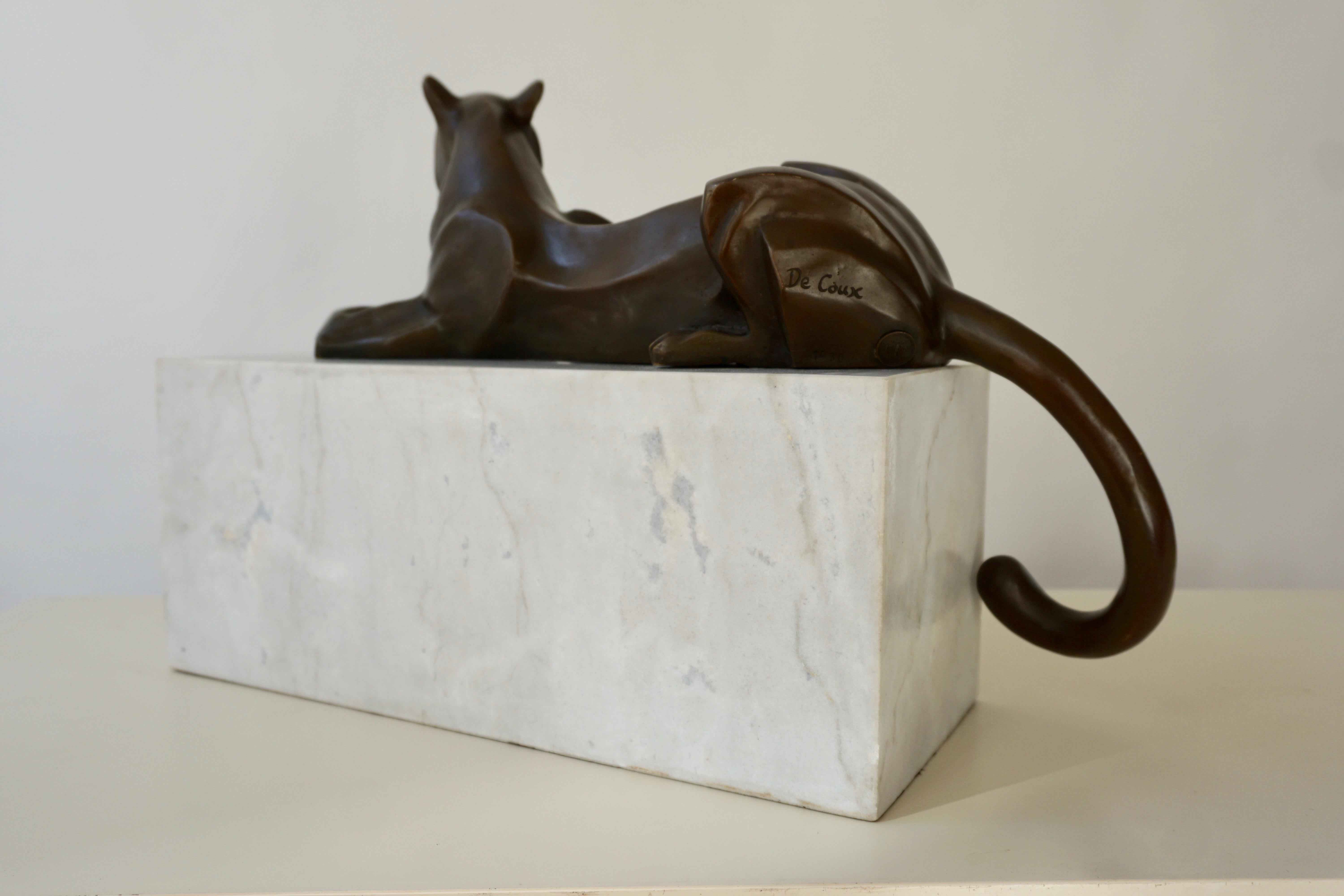 Art Deco Bronze Puma Sculpture by Decoux, 1930, France 4