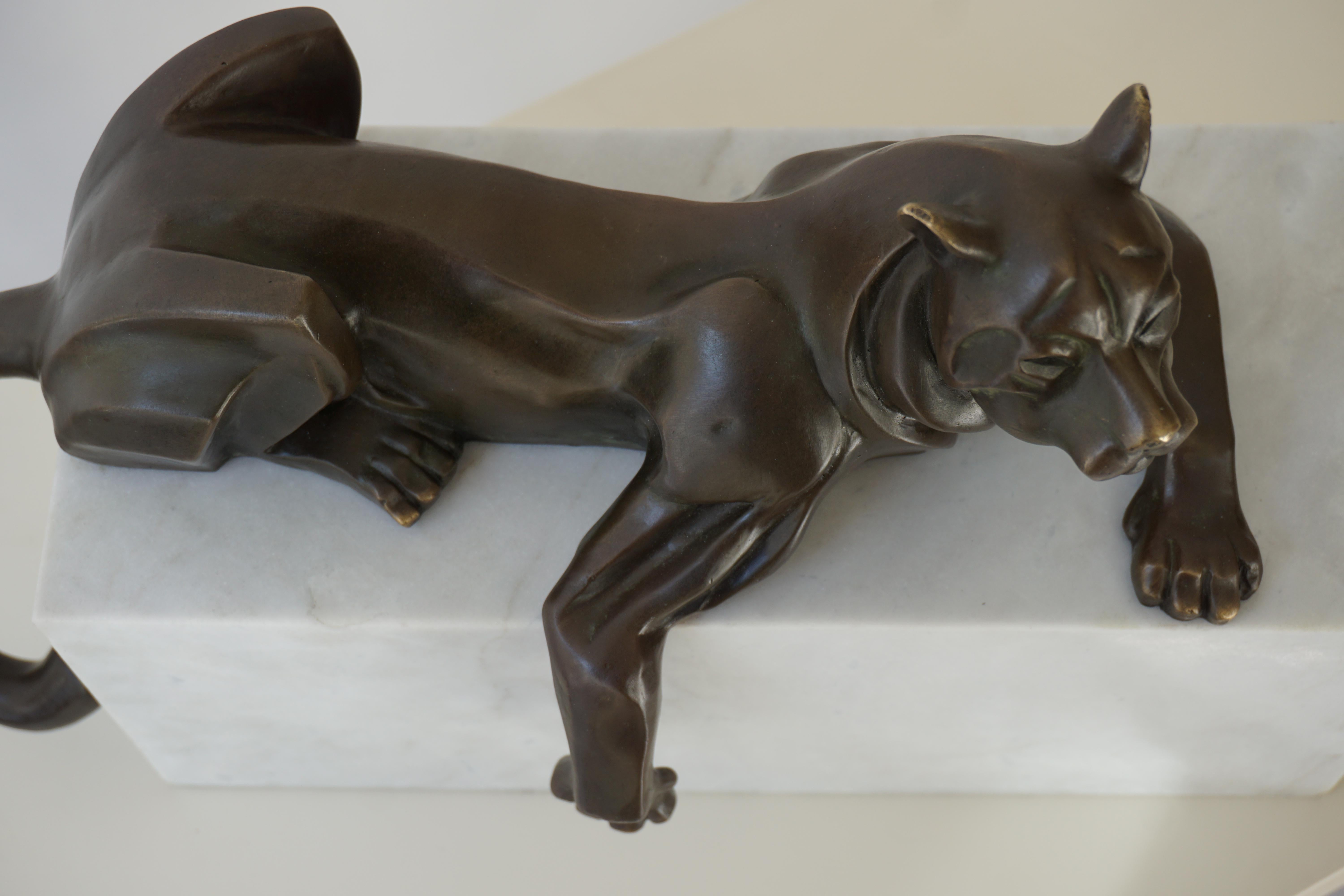Art Deco Bronze Puma Sculpture by Decoux, 1930, France 11