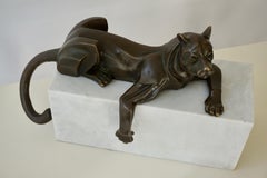 Art Deco Bronze Puma Sculpture by Decoux, 1930, France