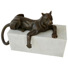 Art Deco Bronze Puma Skulptur von Decoux:: 1930:: Frankreich