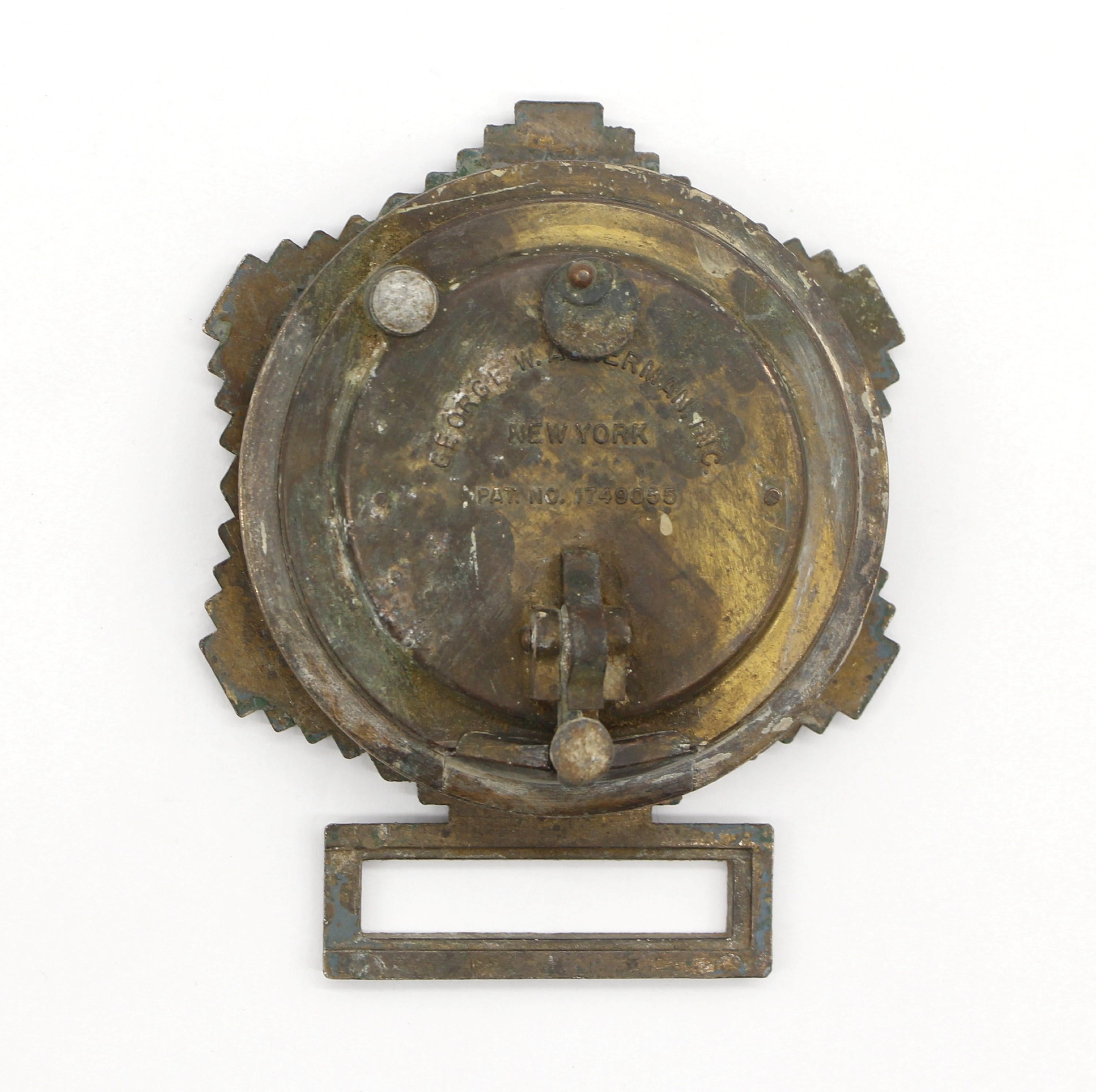 Early 20th Century Art Deco Bronze Door Peep Hole w Slot Star Design by George W. Ackerman, Inc