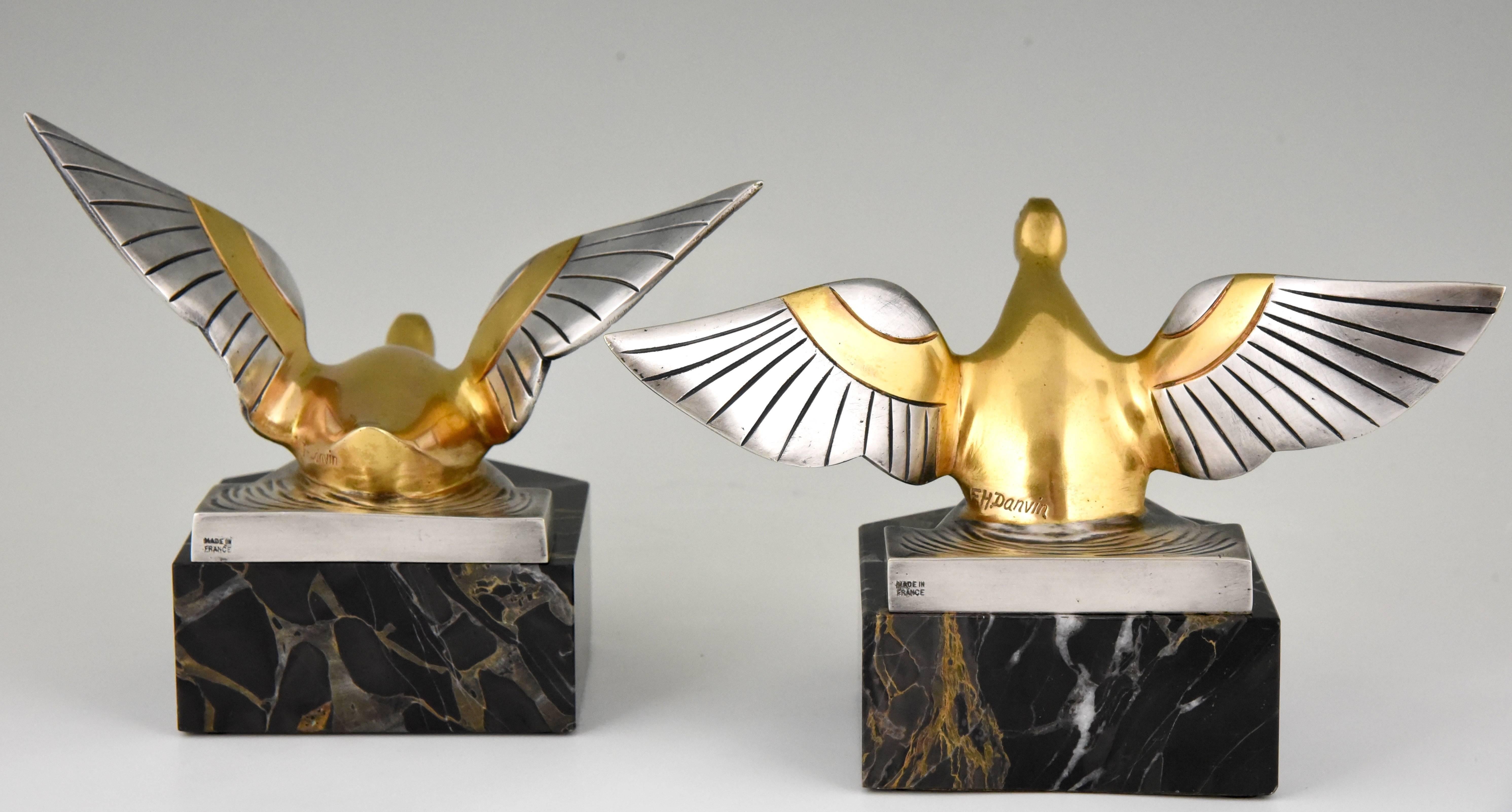 Art Deco Bronze Duck Bookends by F. H. Danvin, France, 1930 In Good Condition In Antwerp, BE