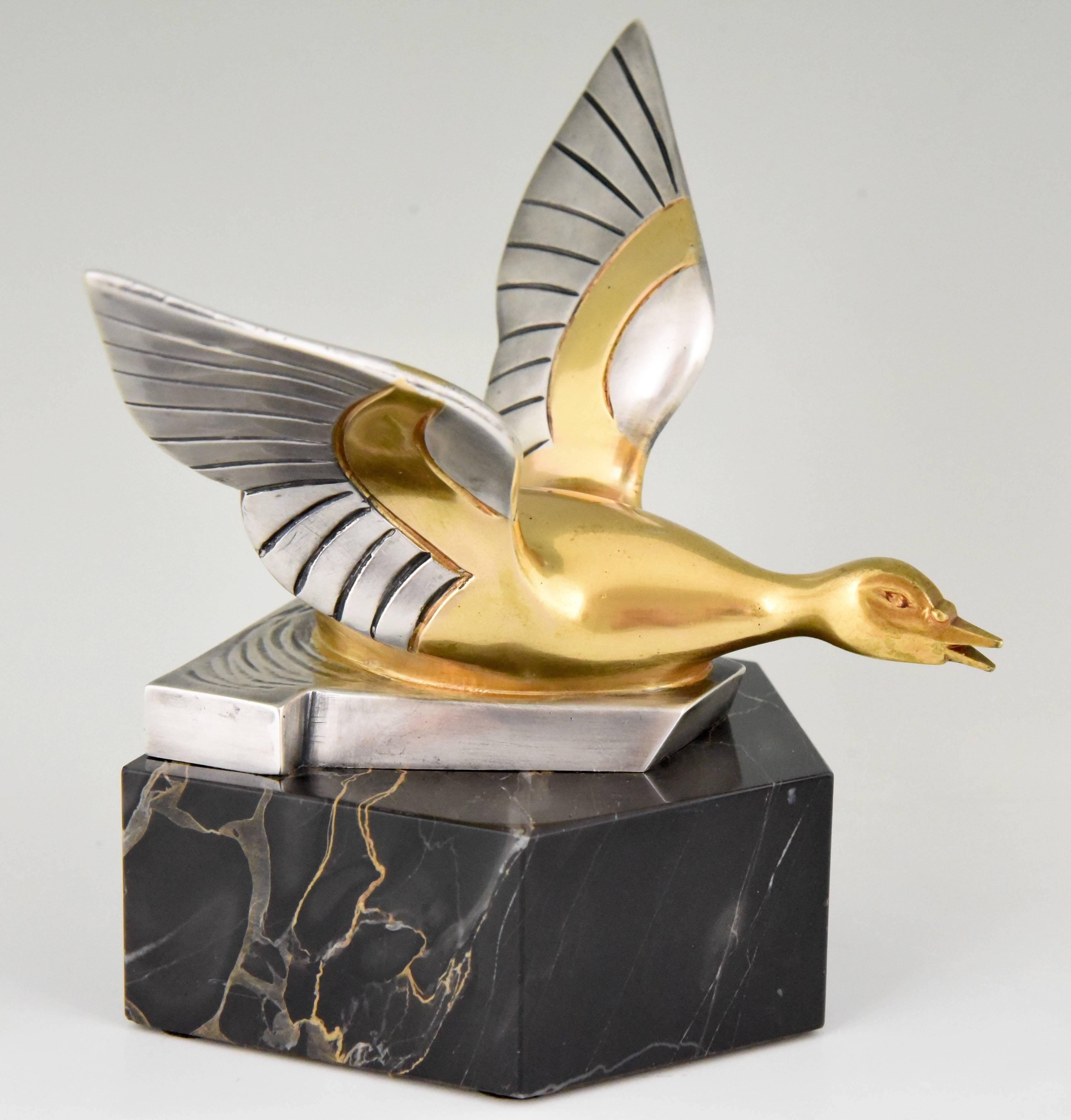 20th Century Art Deco Bronze Duck Bookends by F. H. Danvin, France, 1930