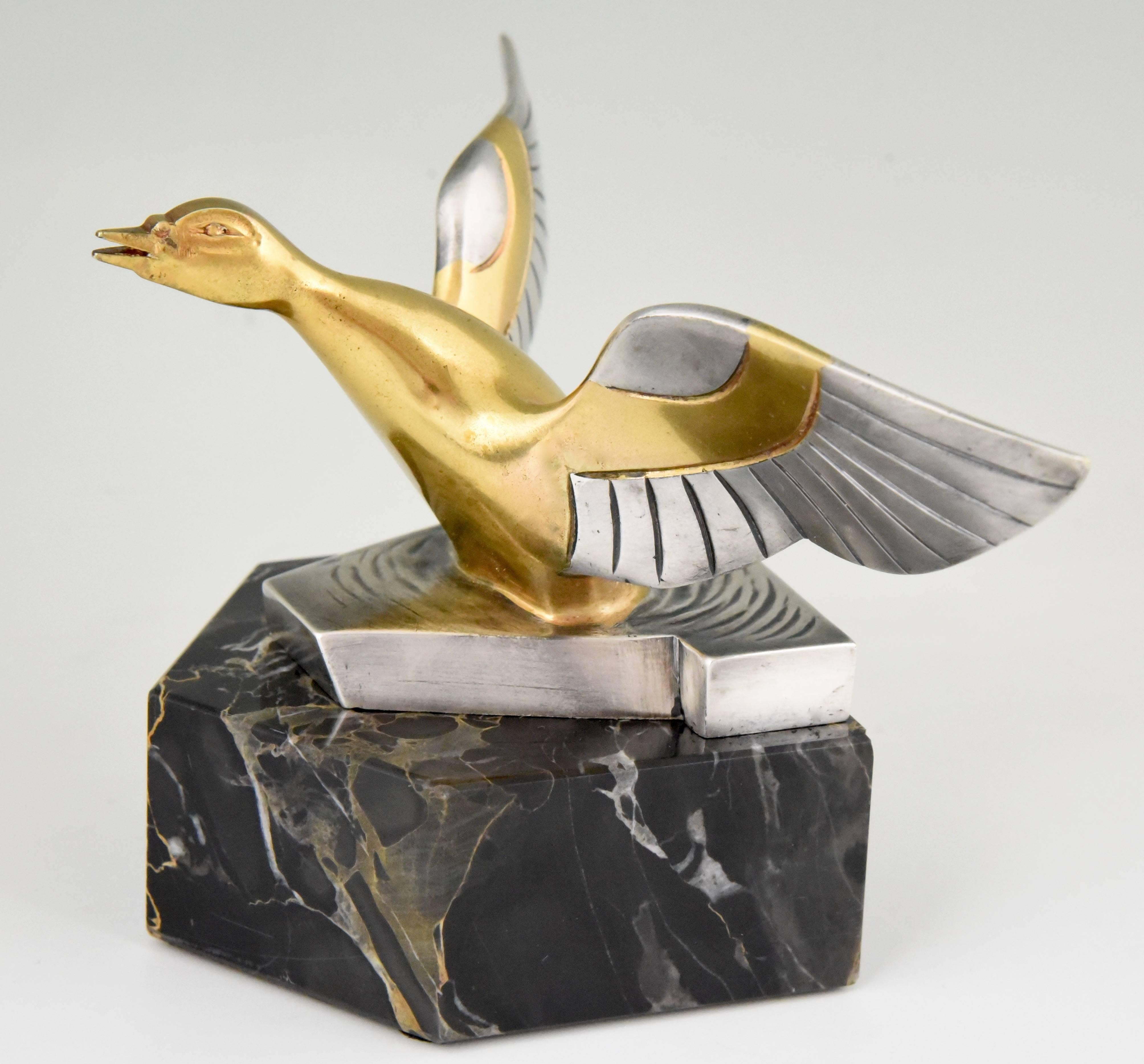 Art Deco Bronze Duck Bookends by F. H. Danvin, France, 1930 1
