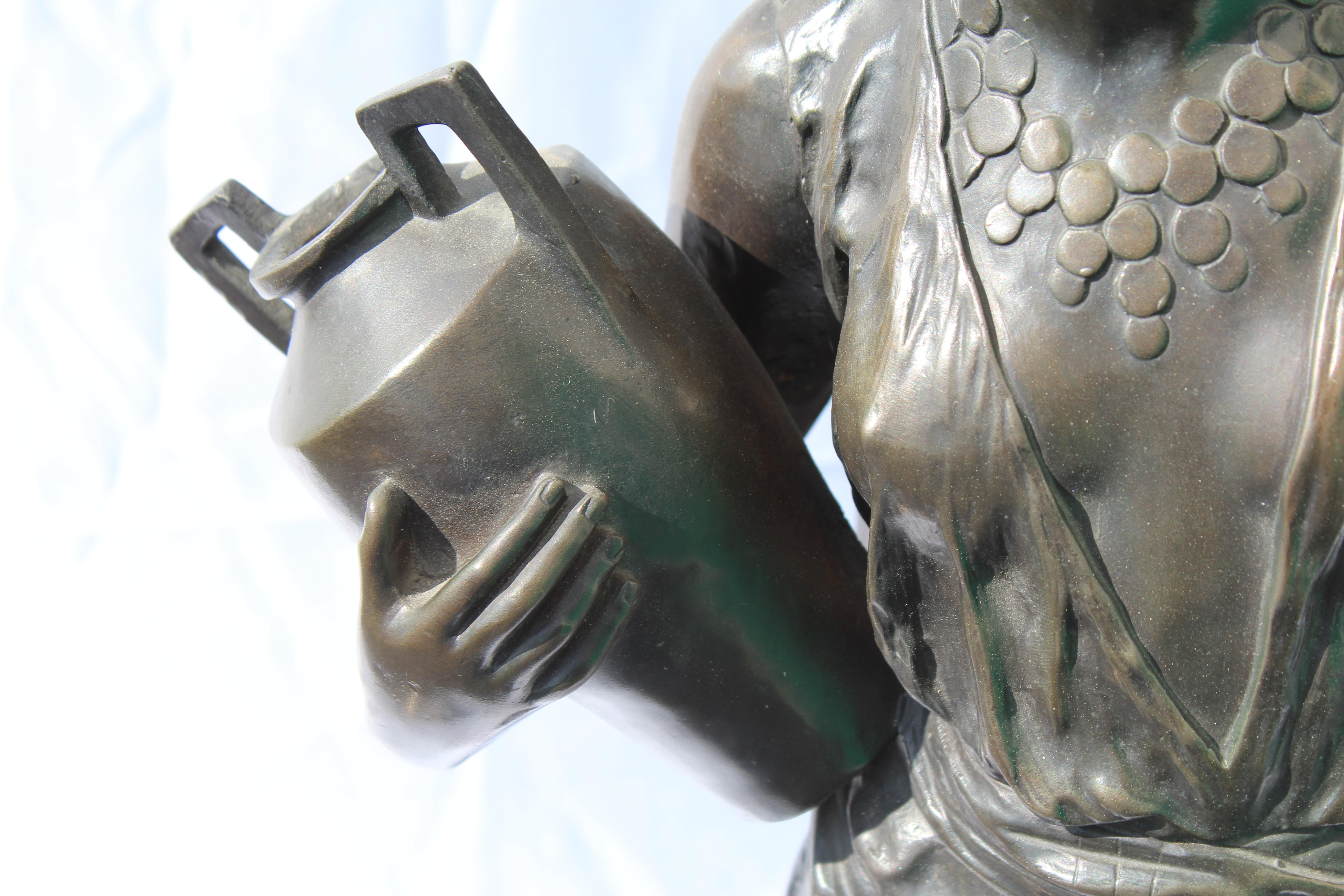North American Art Deco Bronze, Egyptian Girl with Water Jug, Large in the Style of F.Ghilmany For Sale