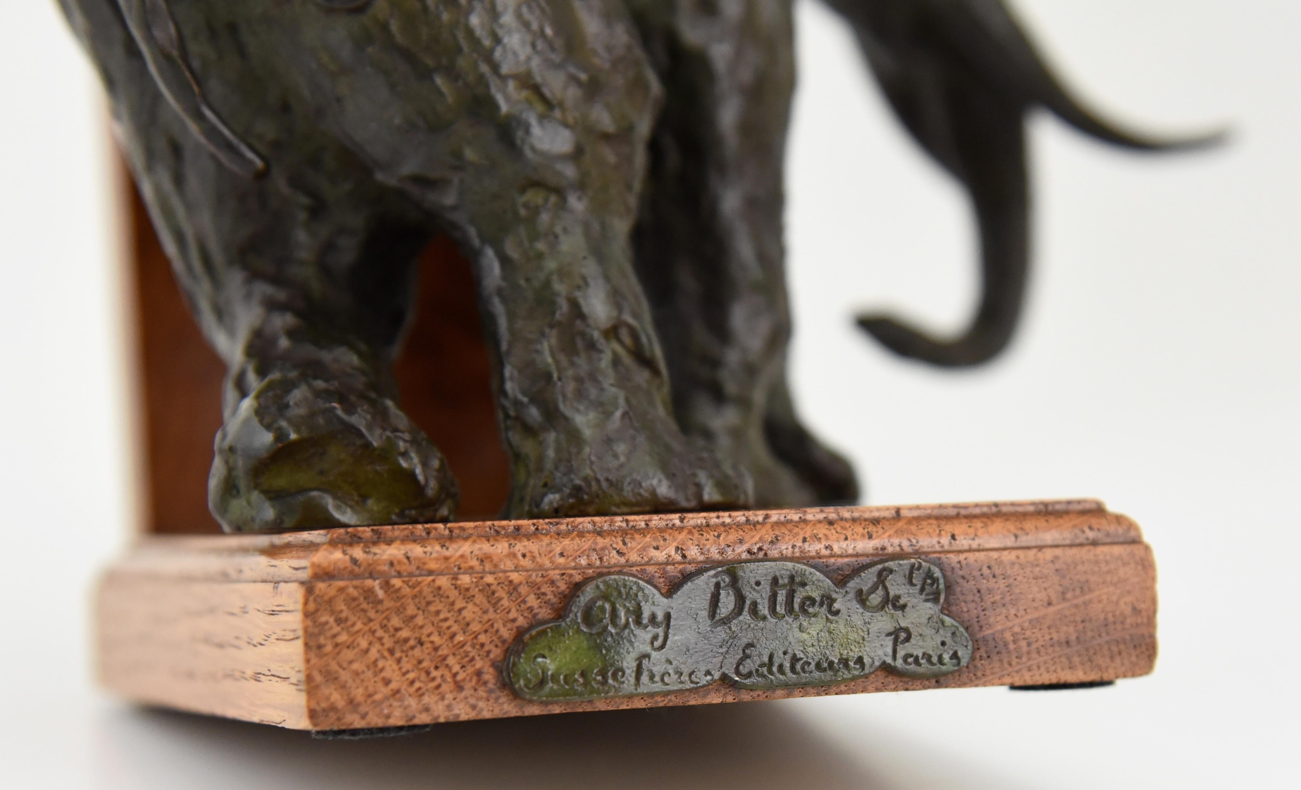 Art Deco bronze elephant bookends Ary Bitter Susse Freres Foundry, 1920 2