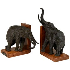 Art Deco bronze elephant bookends Ary Bitter Susse Freres Foundry, 1920