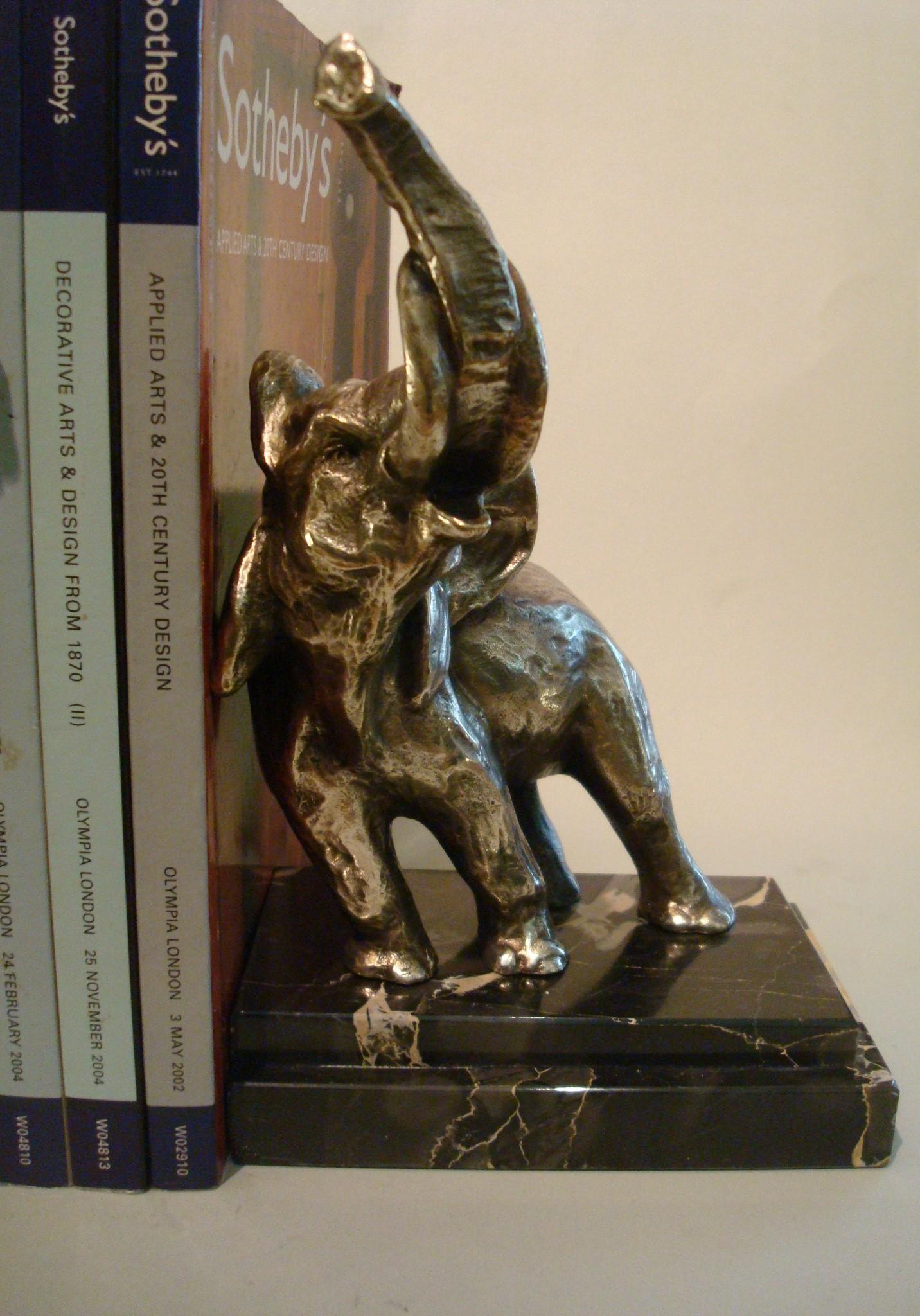 Art Deco Bronze Elephant Bookends by Fontinelle 4