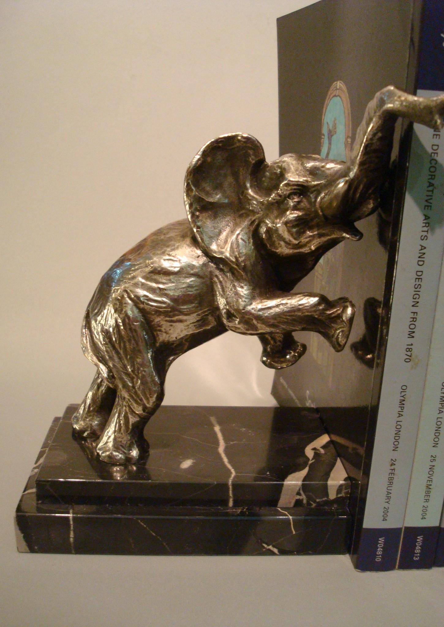 Art Deco Bronze Elephant Bookends by Fontinelle 5