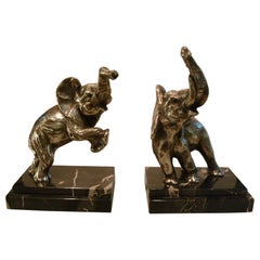 Art Deco Bronze Elephant Bookends by Fontinelle