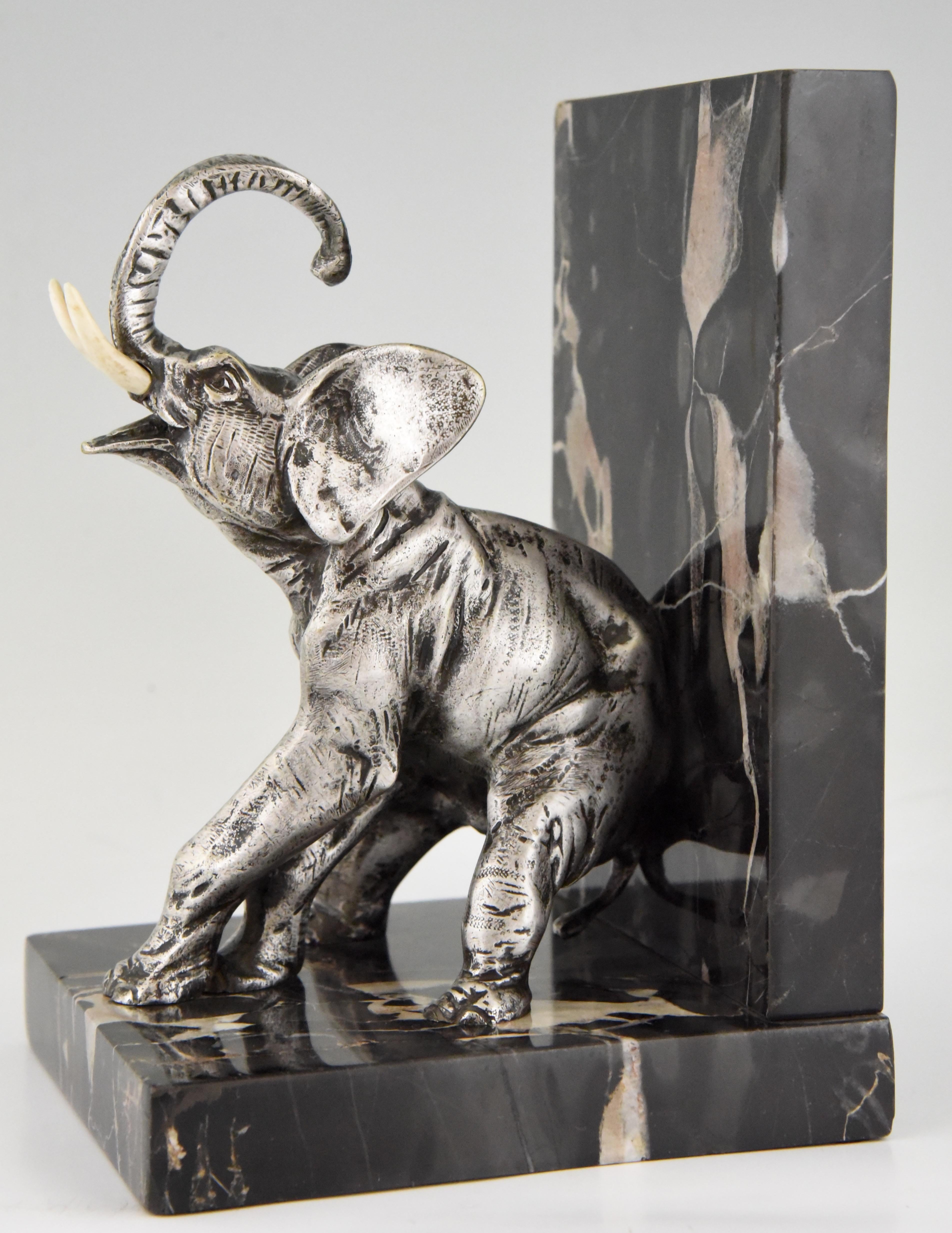 Art Deco Bronze Elephant Bookends Charles Paillet France 1920 3
