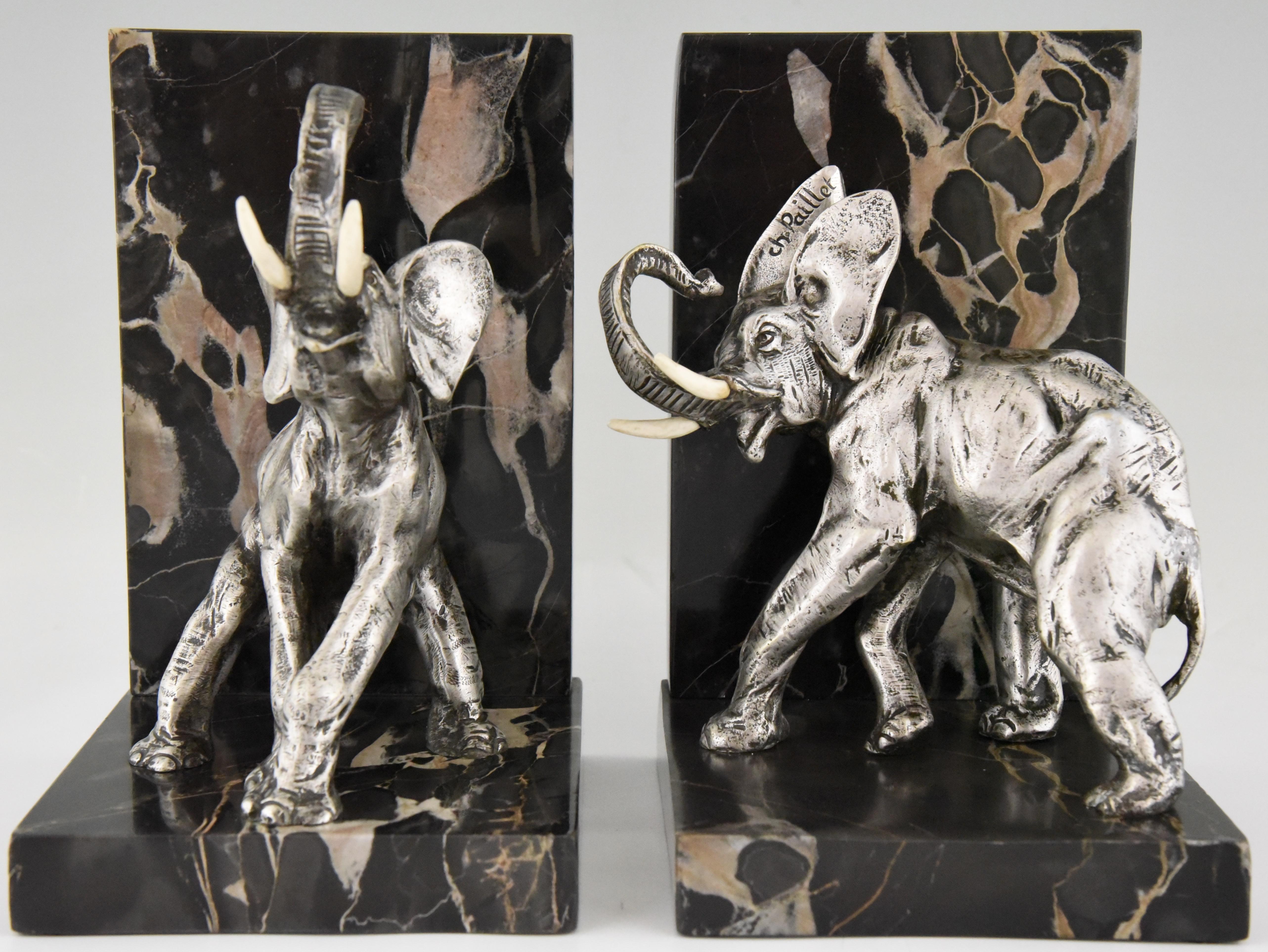 French Art Deco Bronze Elephant Bookends Charles Paillet France 1920