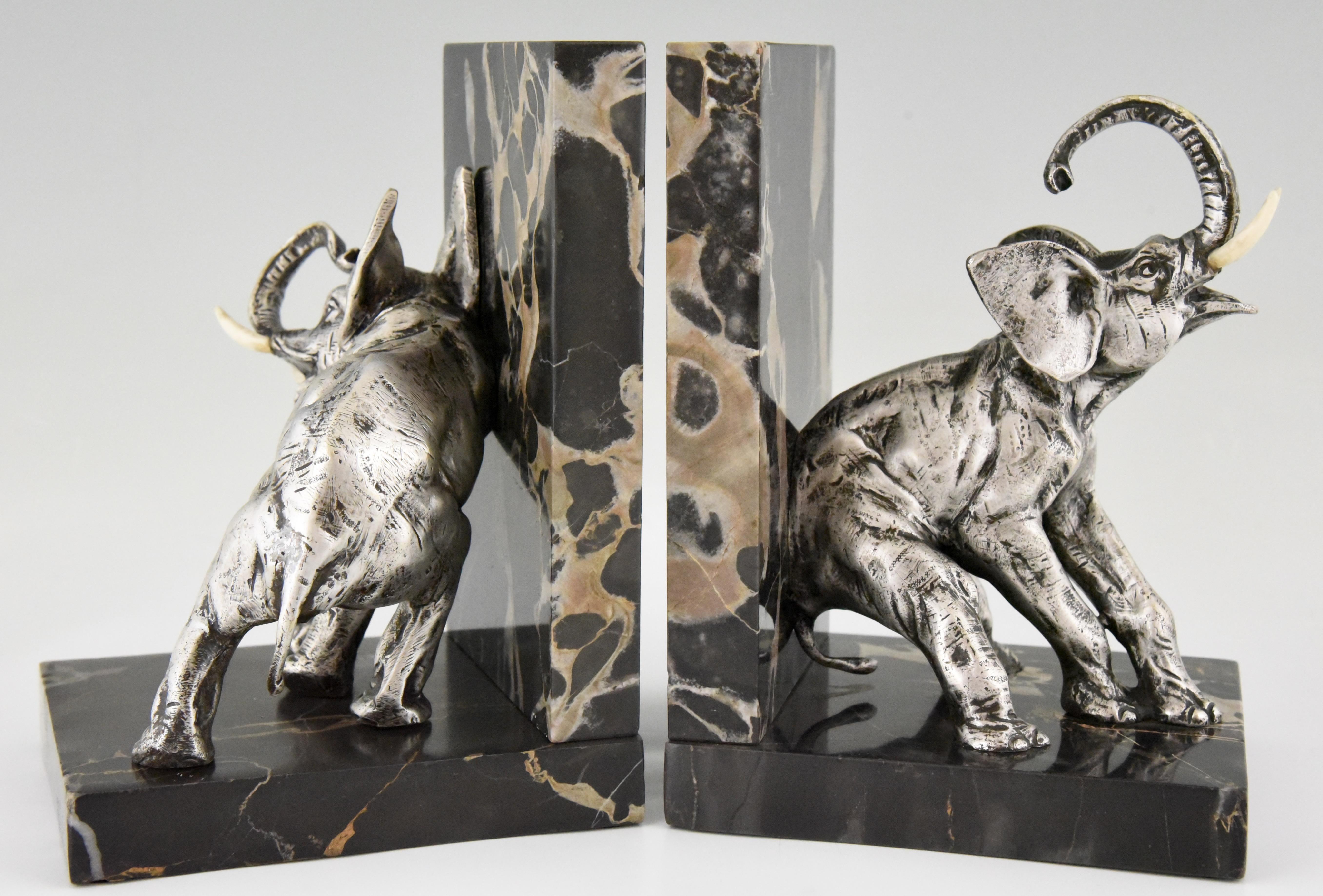Early 20th Century Art Deco Bronze Elephant Bookends Charles Paillet France 1920