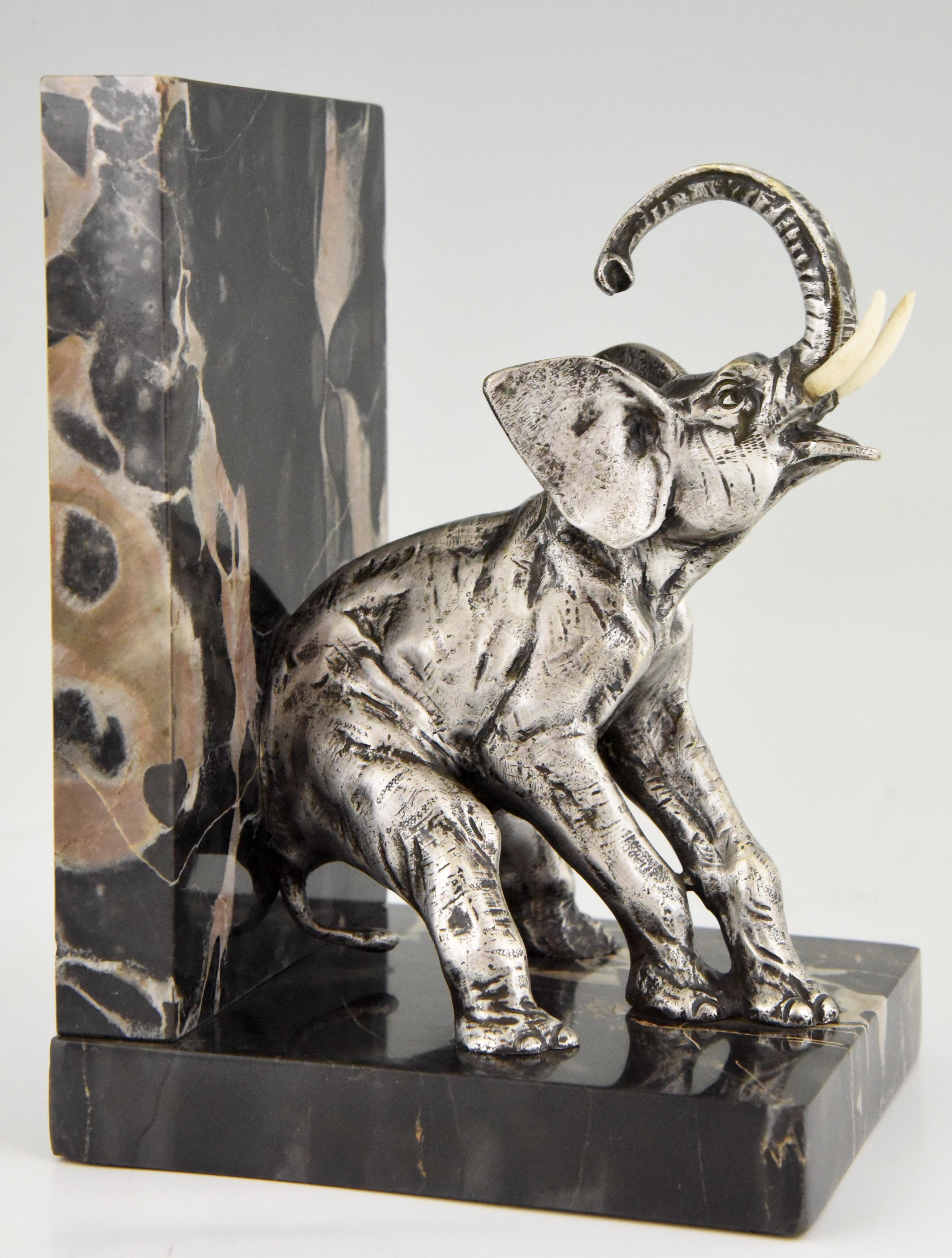 Art Deco Bronze Elephant Bookends Charles Paillet France 1920 2