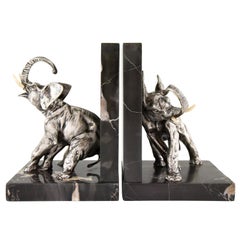 Art Deco Bronze Elephant Bookends Charles Paillet France 1920