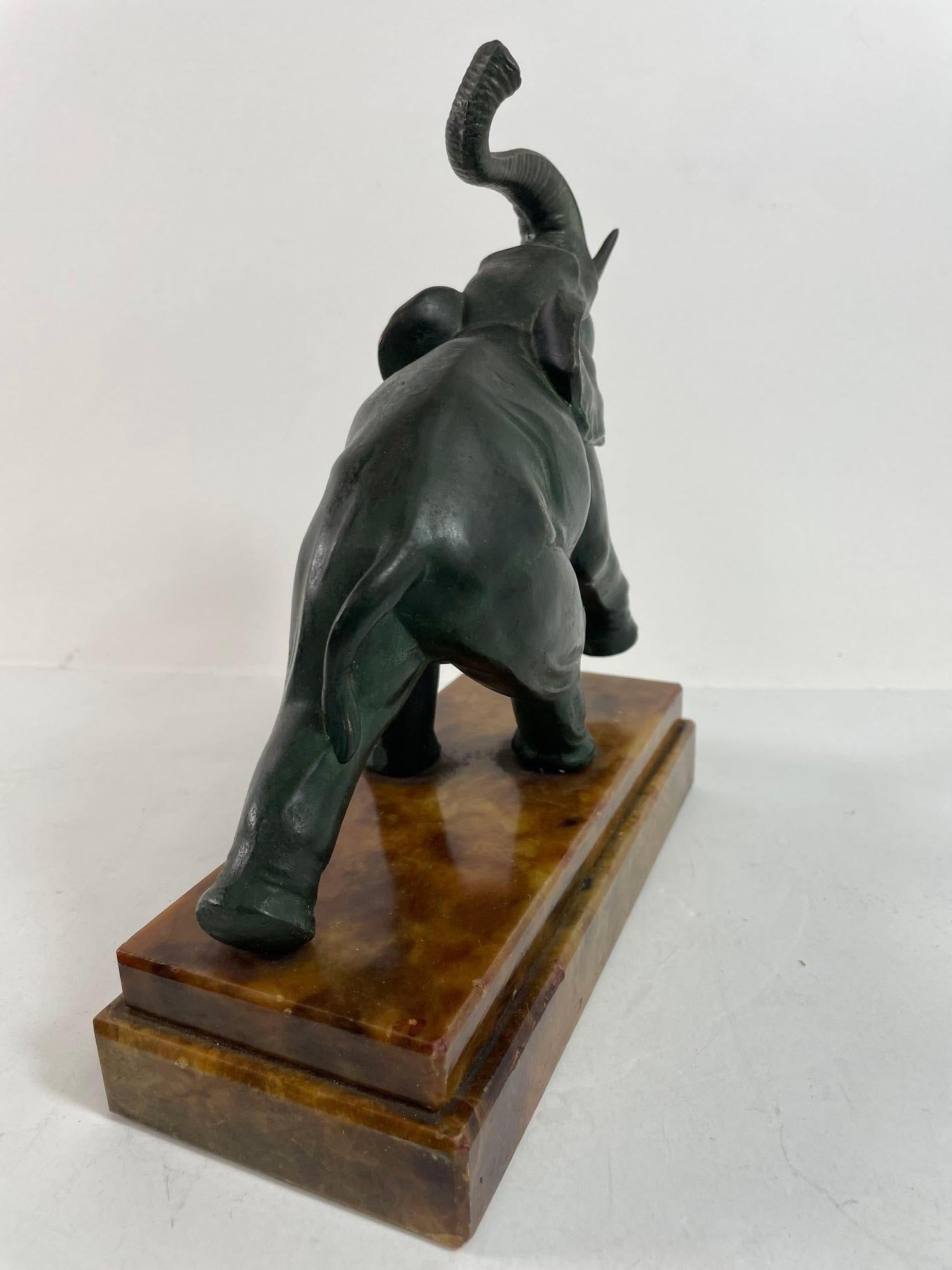 Art Deco Bronze Elephant Sculpture with Raised Trunk Made in Italy For Sale 11