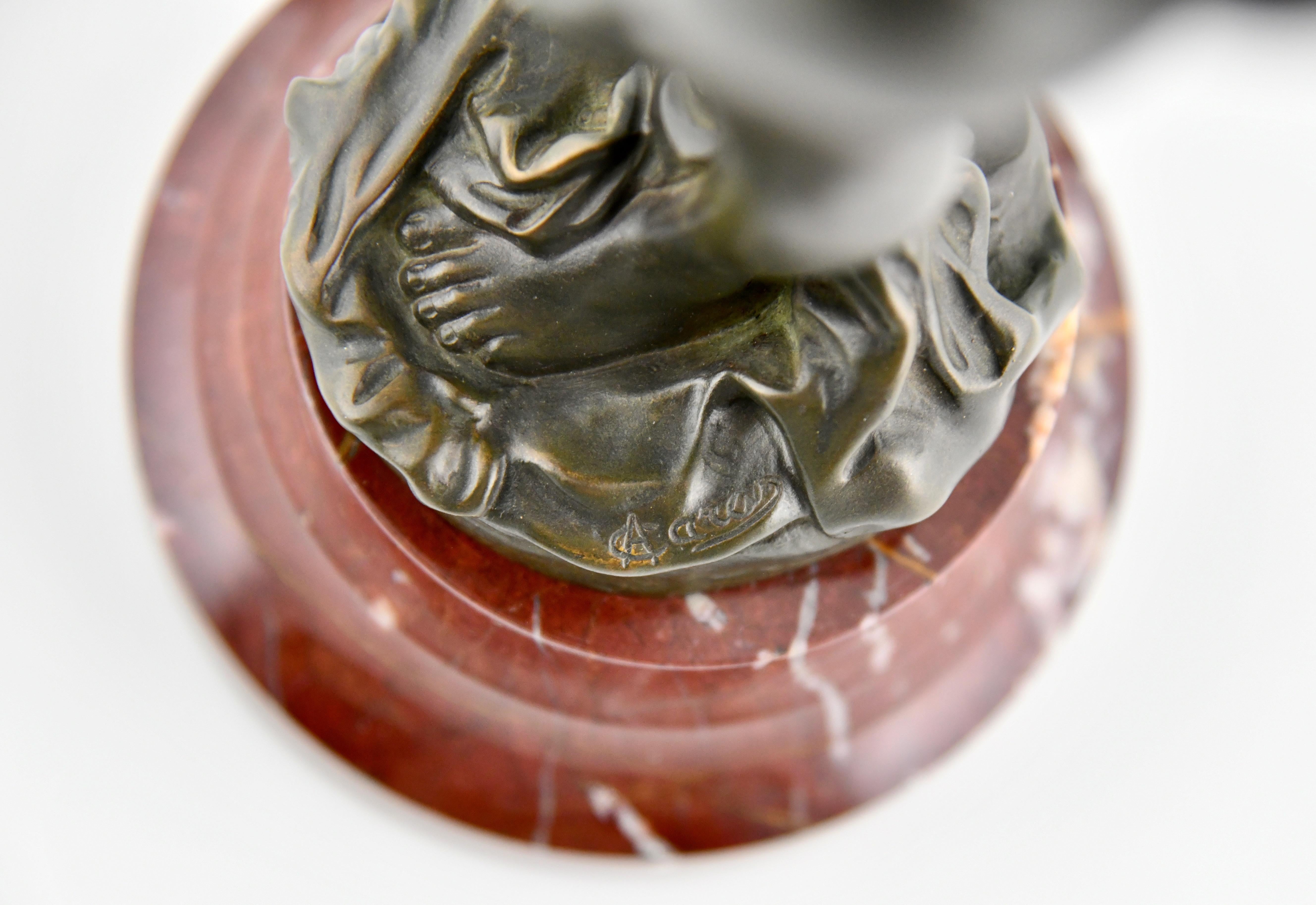 Art Deco Bronze Female Nude Sculpture by Alexandre Caron, France 1920 ...