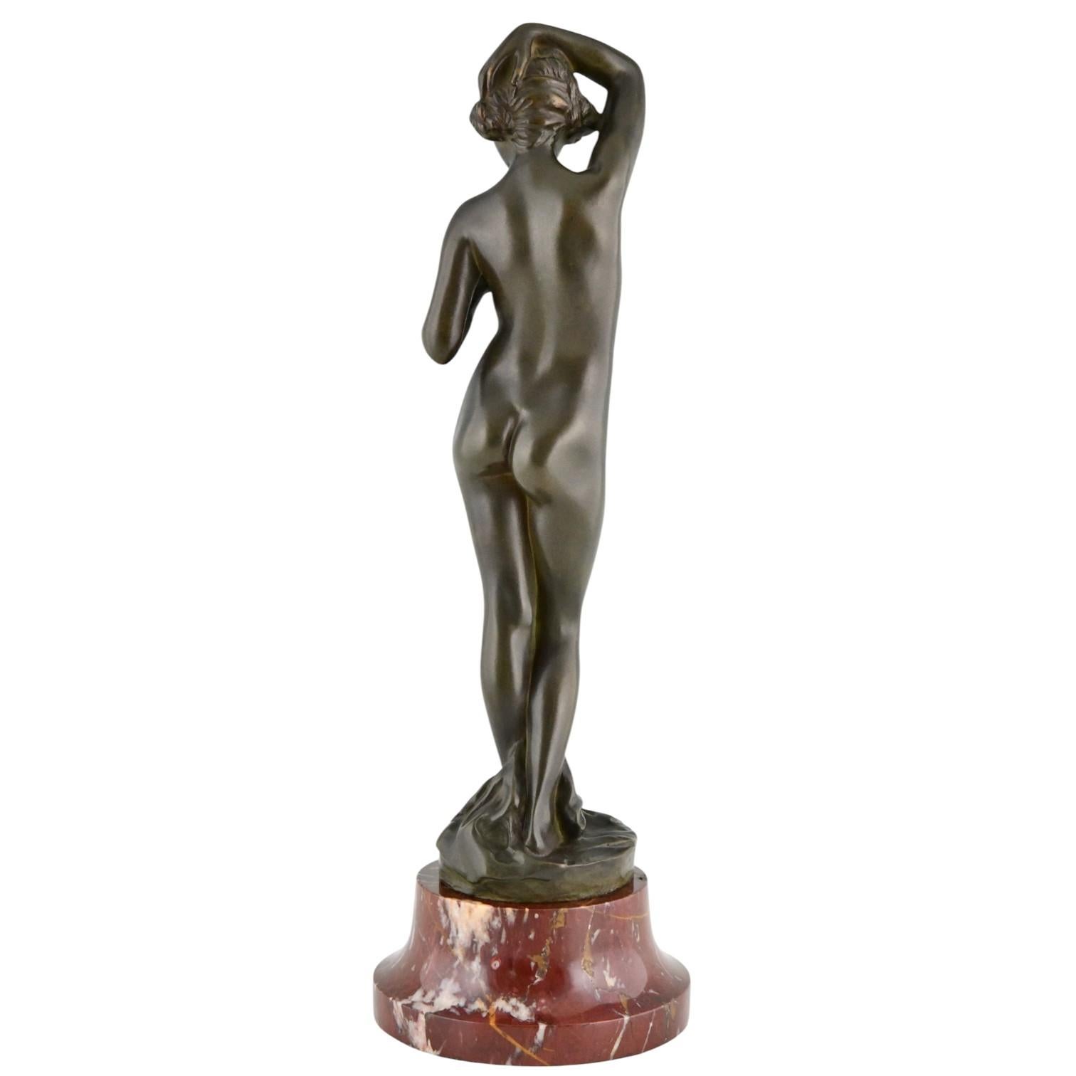 Art Deco Bronze Female Nude Sculpture by Alexandre Caron, France 1920 ...