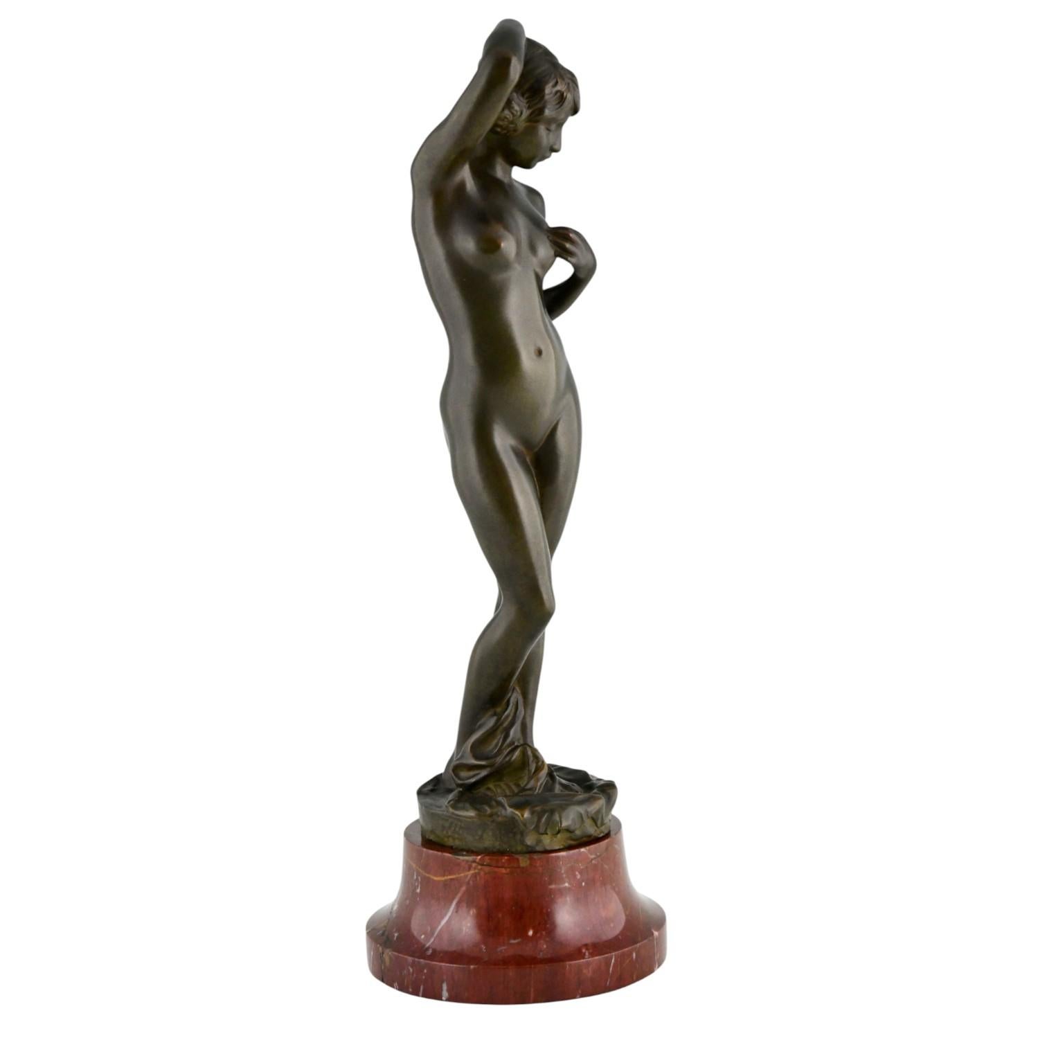 Art Deco Bronze Female Nude Sculpture by Alexandre Caron, France 1920 ...