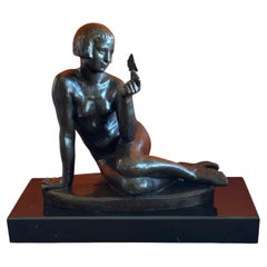 Art Deco Bronze “Femme Au Papillon” by Albert Marius Patrisse, Susse Frères
