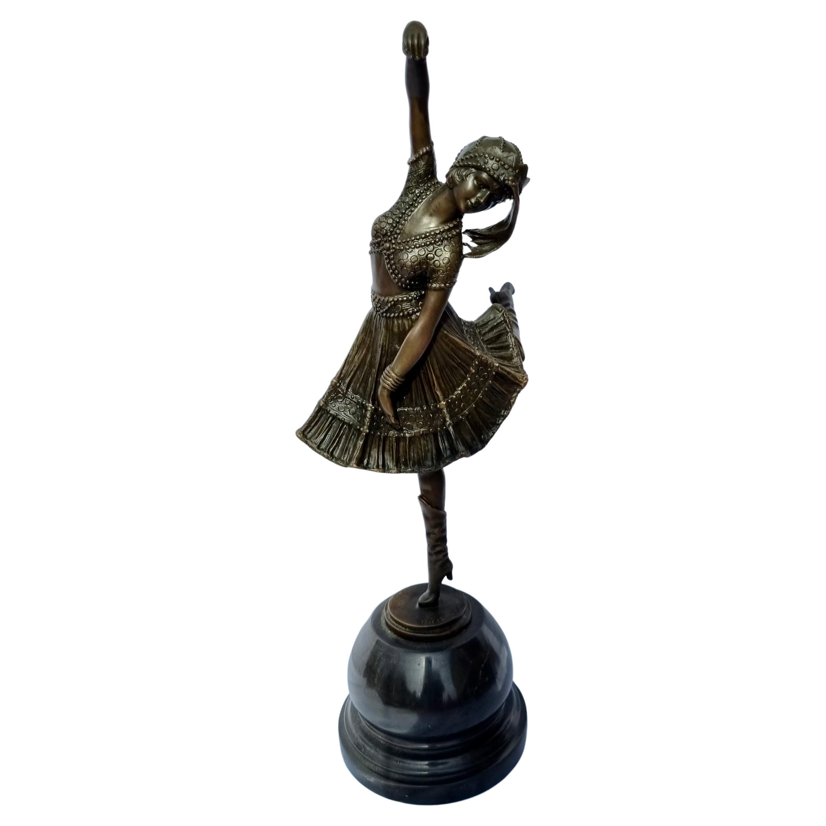 Art Deco Bronze Figure Dancer by Demetre Chiparus For Sale