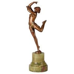 Figure en bronze Art déco intitulée "Danseuse érotique" par Bruno Zach