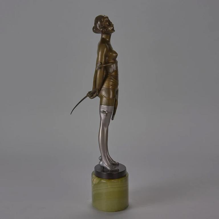 Cast Art Deco Bronze Figure Entitled 'Riding Crop' by Bruno Zach For Sale