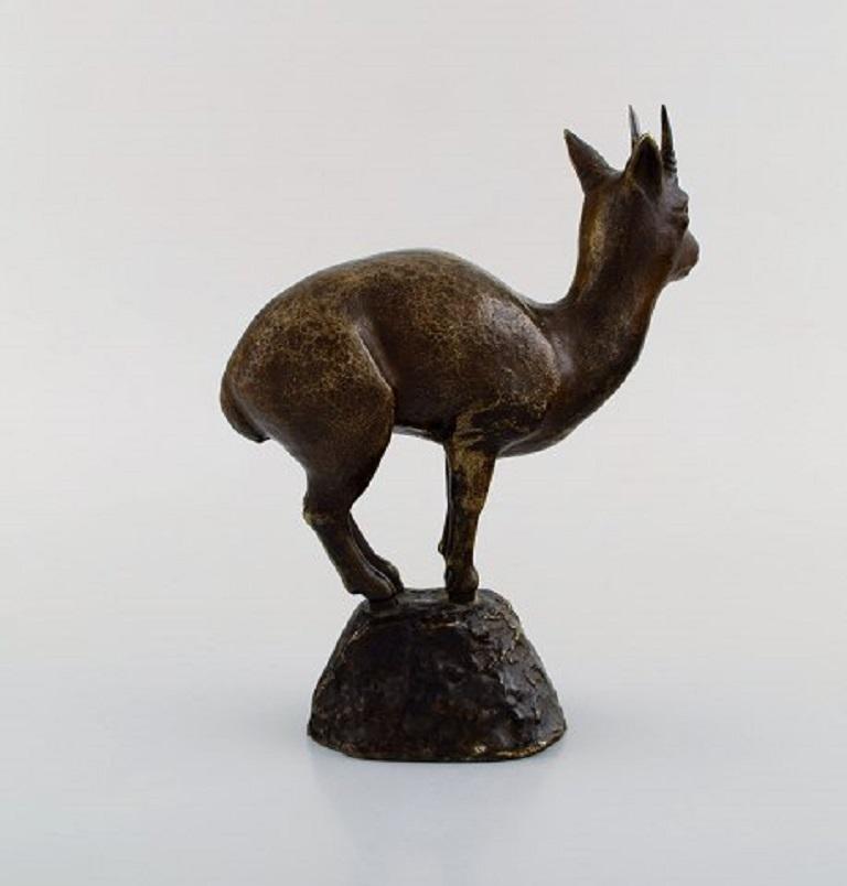 Unknown Art Deco Bronze Figure in the Form of a Mountain Goat, 1930s-1940s