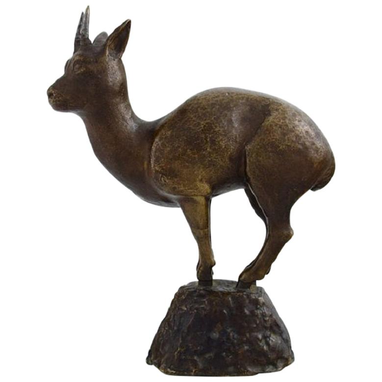 Art Deco Bronze Figure in the Form of a Mountain Goat, 1930s-1940s