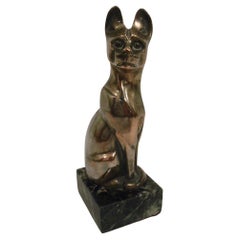 Art Deco Bronze Figure of a Cat 'Chat De Siam Assis' by Edouard M. Sandoz