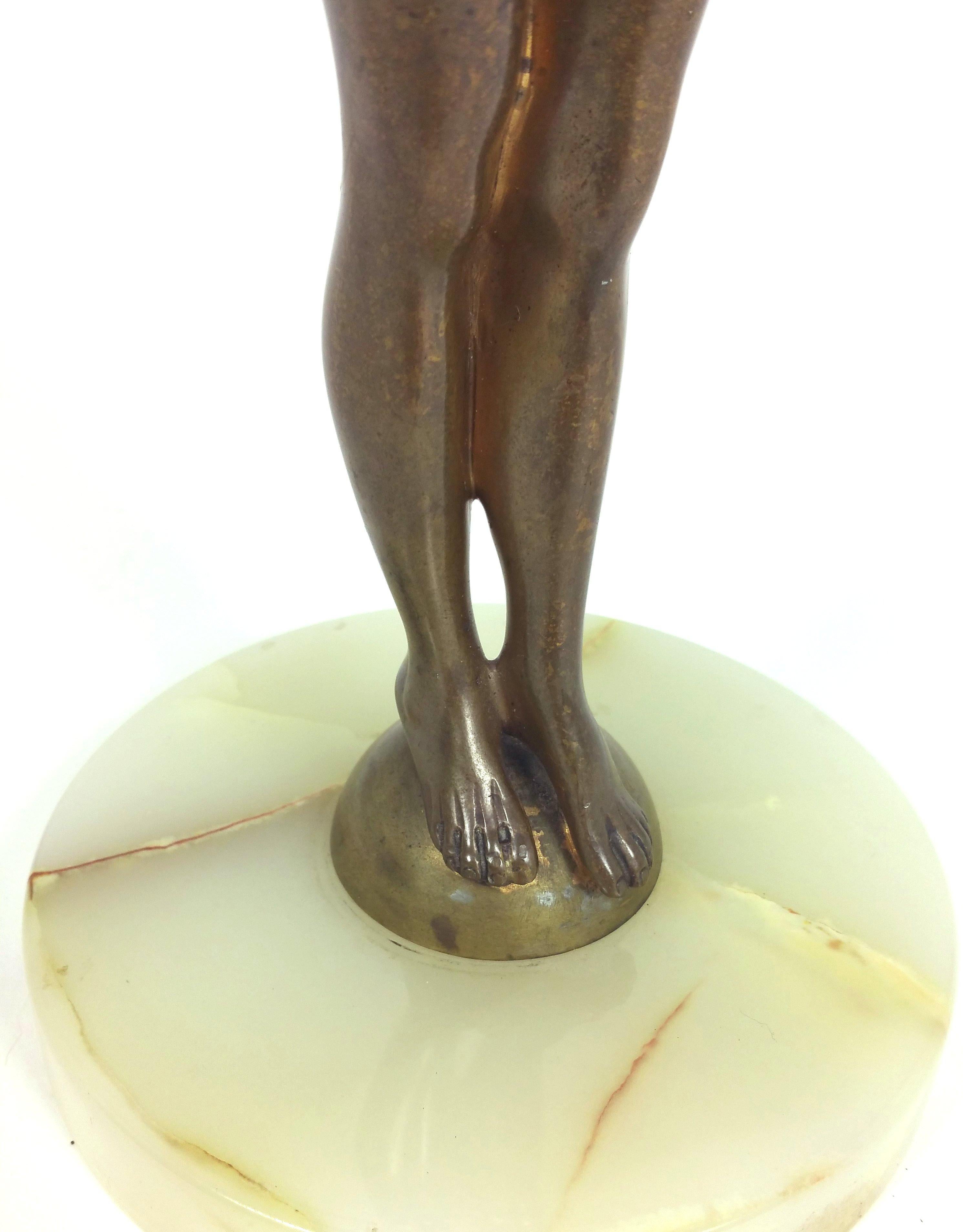 Art Deco Bronze Figure of a Nude Maiden In Good Condition For Sale In London, west Sussex