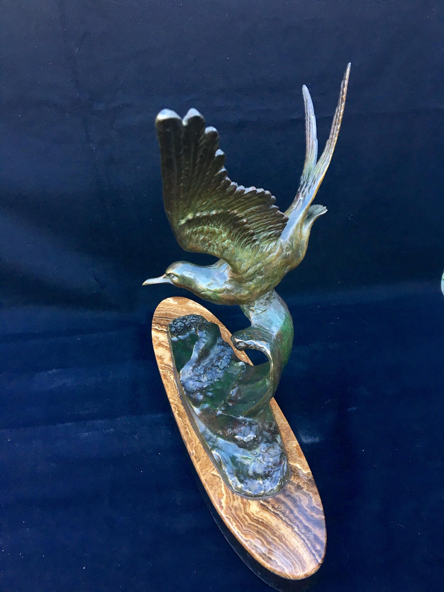 Art Deco Bronze Figure of a Seabird, circa 1930 In Good Condition In Honiton, Devon