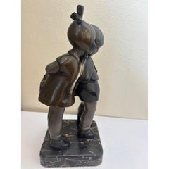 Art Deco bronze figure of boy and girl