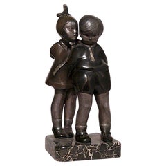 Art Deco bronze figure of boy and girl
