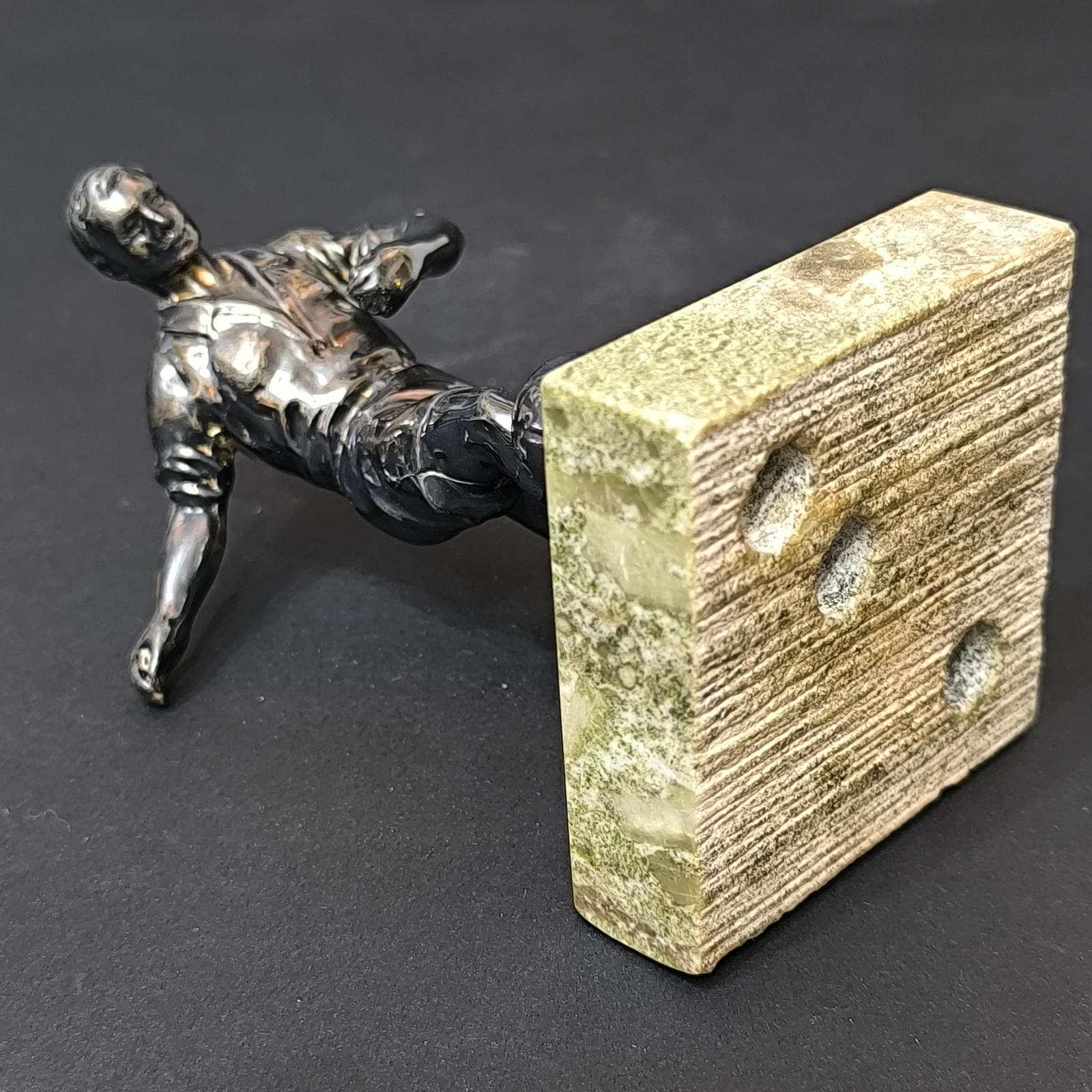 Art Deco Bronze Figure on marble base, Soccer Player, France, 1930s 5