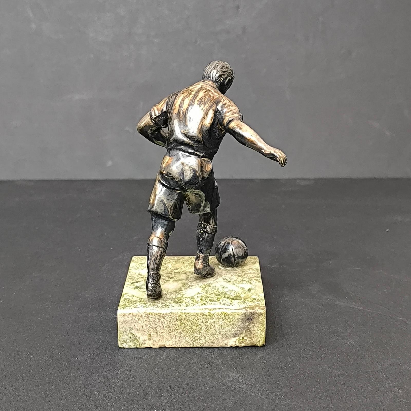 Art Deco Bronze Figure on marble base, Soccer Player, France, 1930s 1