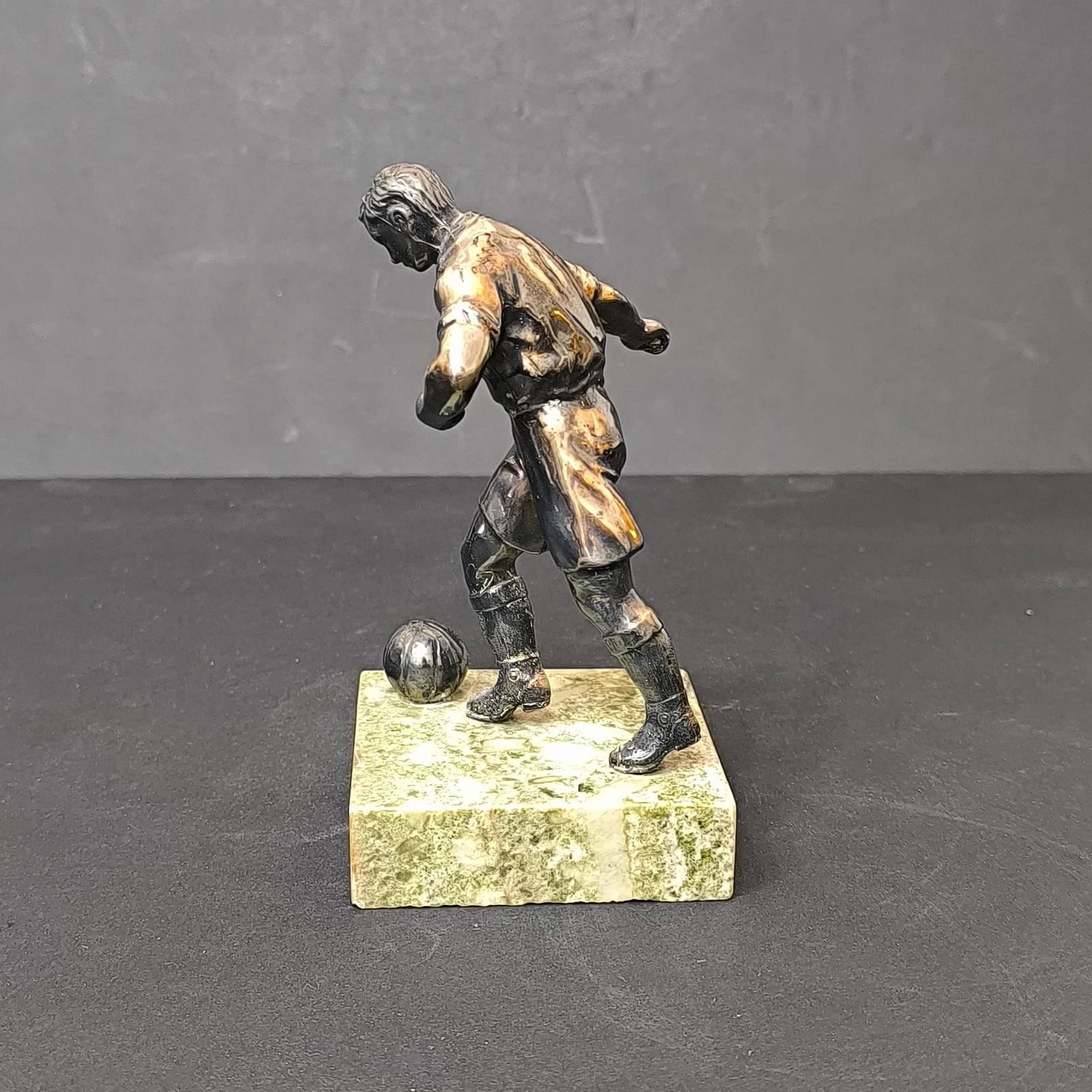 Art Deco Bronze Figure on marble base, Soccer Player, France, 1930s 2