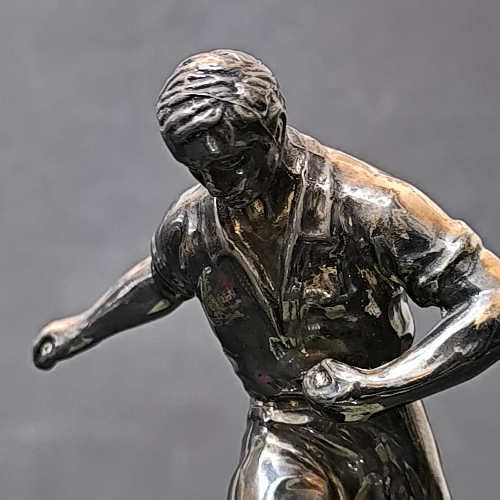 Art Deco Bronze Figure on marble base, Soccer Player, France, 1930s 3
