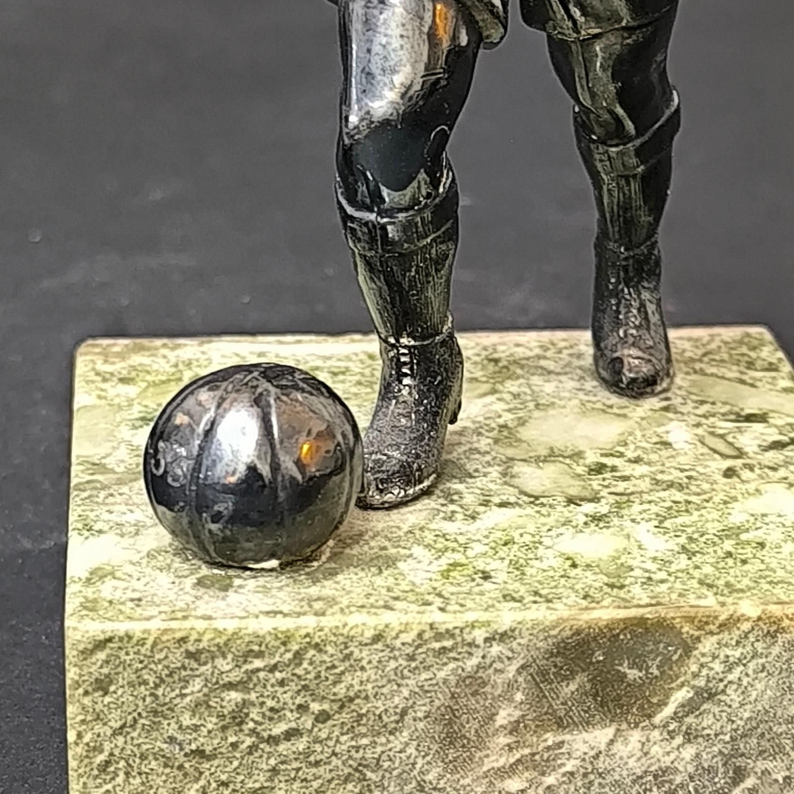 Art Deco Bronze Figure on marble base, Soccer Player, France, 1930s 4