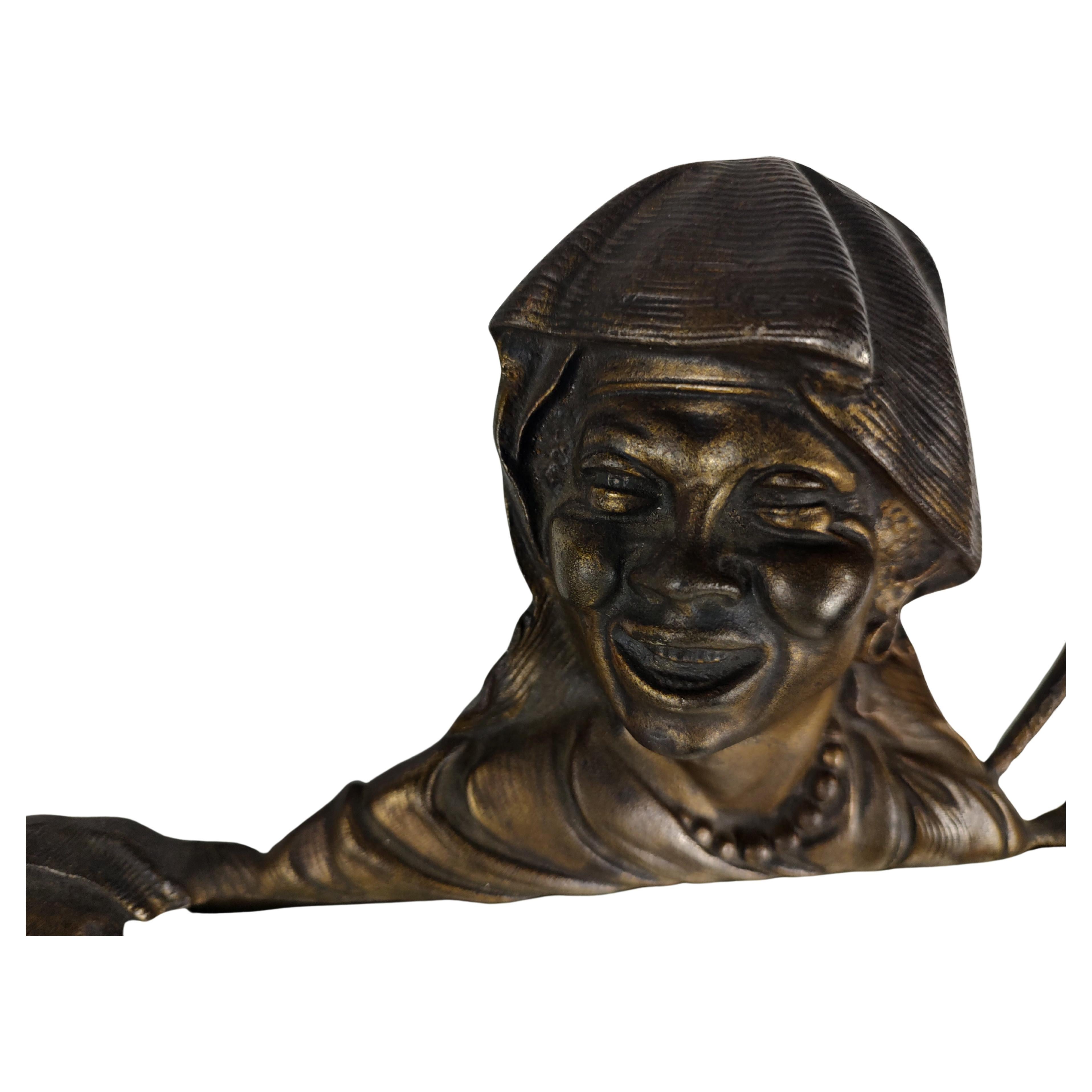Calco Art Deco Bronze Figure with Bow & Arrow Dresser - Vanity Beveled Mirror (Specchio smussato) in vendita