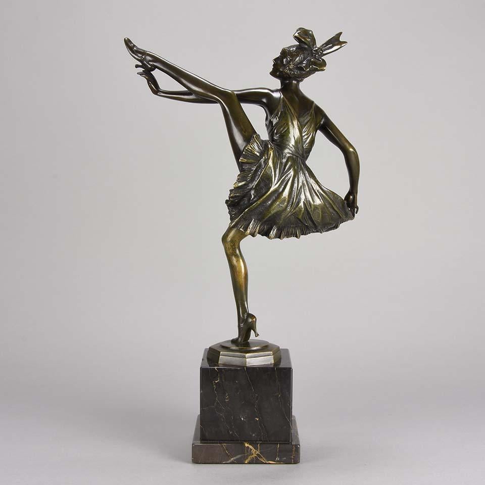 German Art Deco Bronze Figurine Entitled “High Kick” by Bruno Zach For Sale