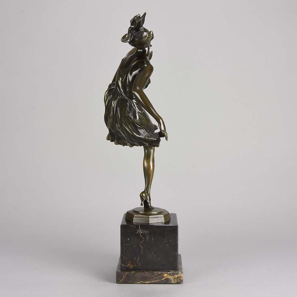 Art Deco Bronze Figurine Entitled “High Kick” by Bruno Zach In Excellent Condition For Sale In London, GB