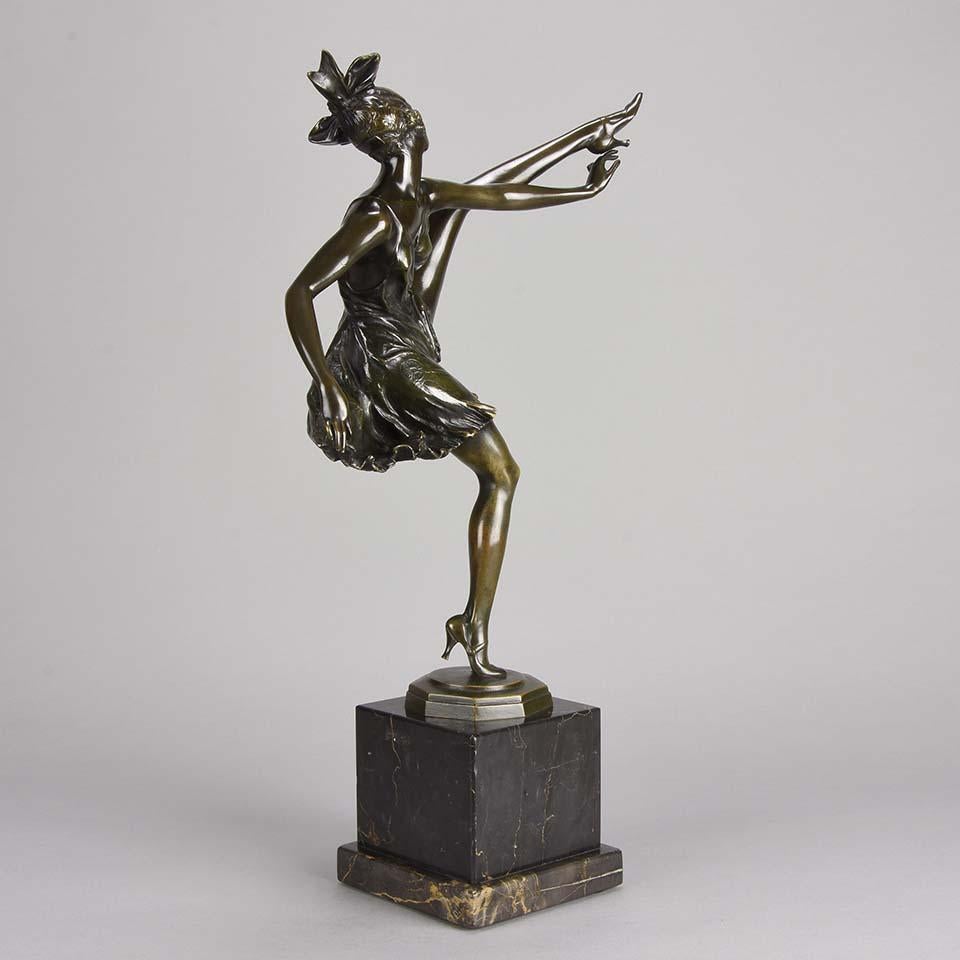 Early 20th Century Art Deco Bronze Figurine Entitled “High Kick” by Bruno Zach For Sale